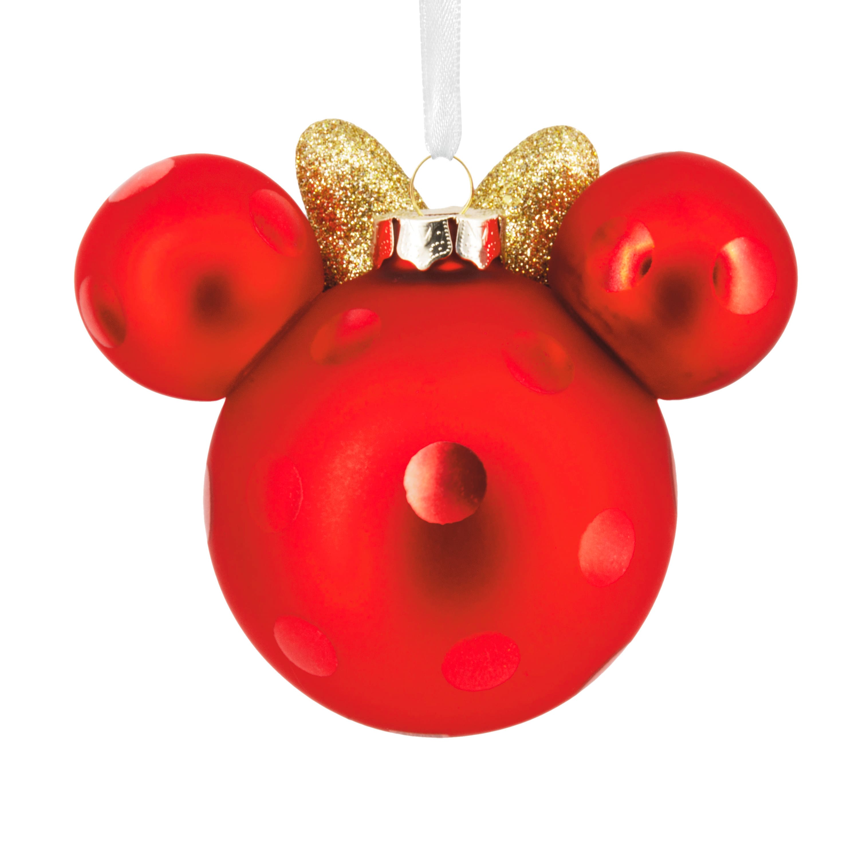 Disney&#xAE; 4.25&#x22; Minnie Mouse Ears Icon Glass Christmas Ornament