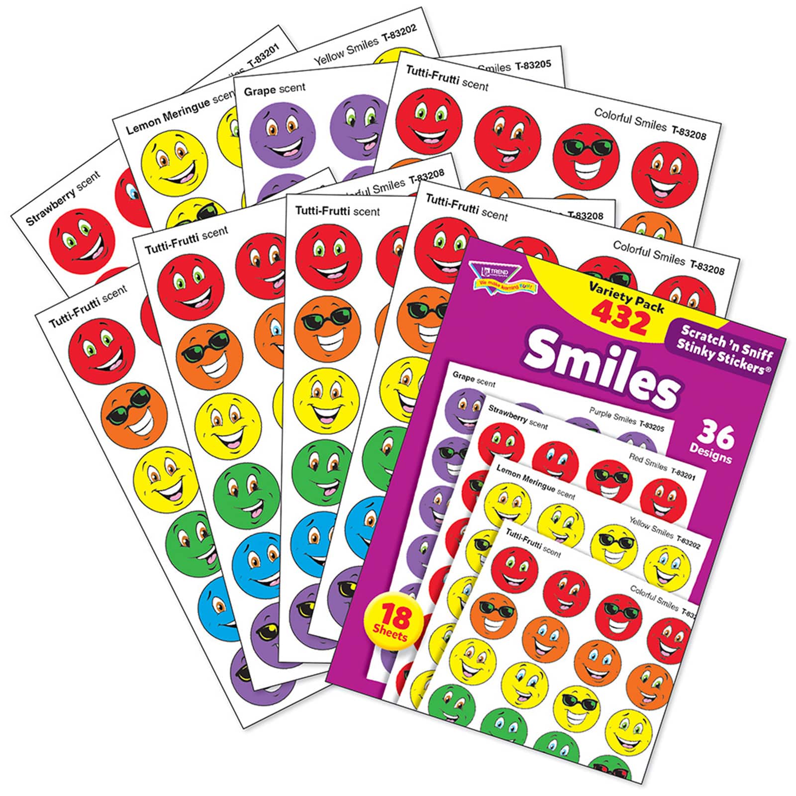 Trend Enterprises® Stinky Stickers® Smiles Variety Pack, 3 Packs of 432ct.