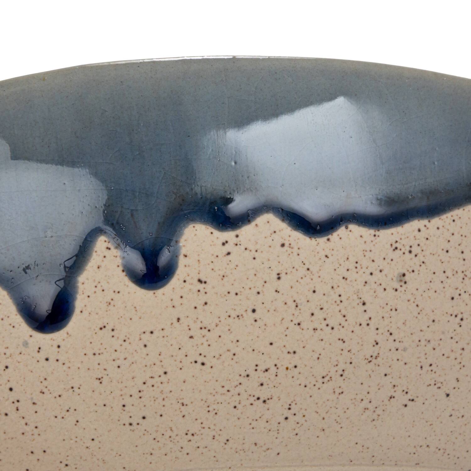 Hello Honey® 11" Blue & Cream Crackle Glaze Large Stoneware Serving Bowl