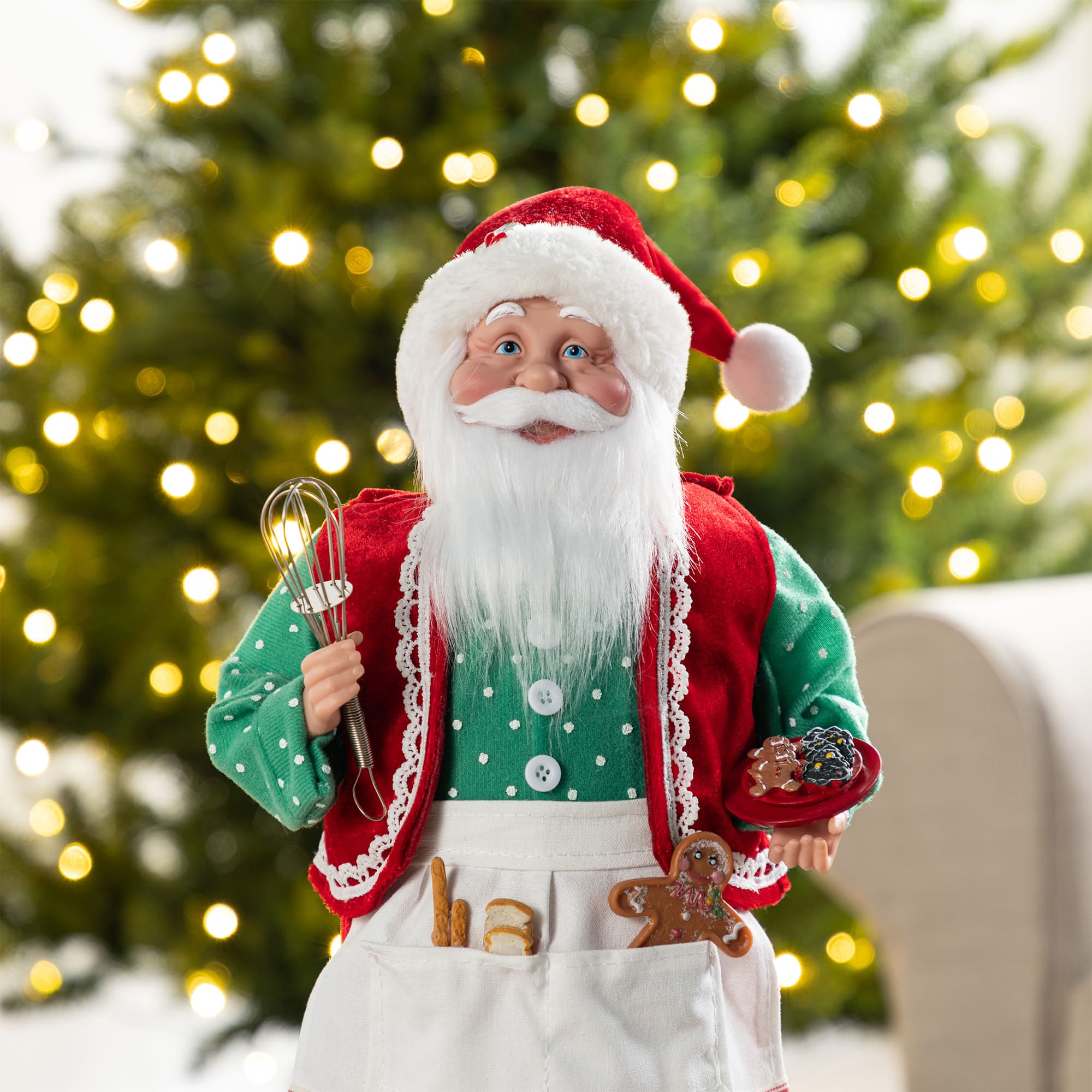 Glitzhome&#xAE; 18&#x22;H Faux Fur Christmas Chef Santa Figurine