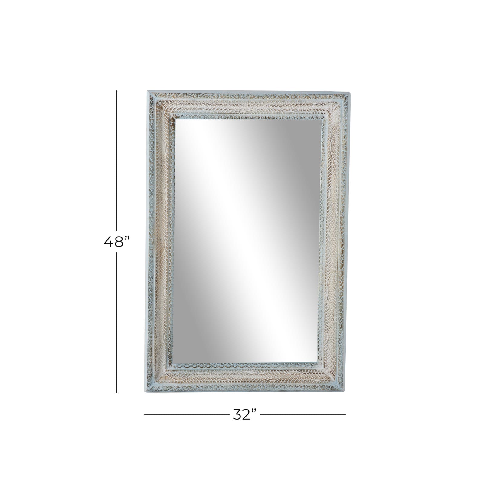 48&#x22; White Wood Farmhouse Wall Mirror