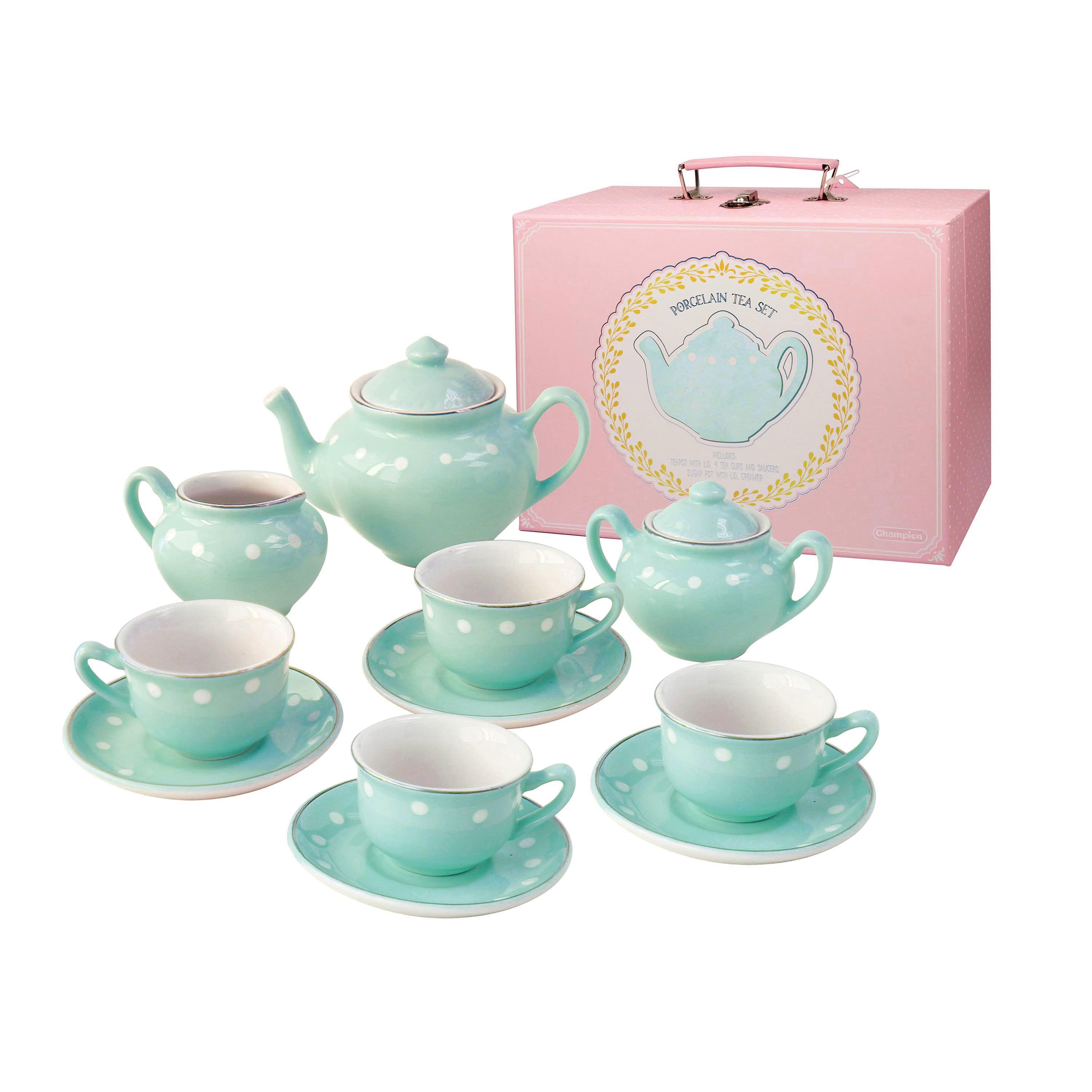 Bright Stripes Mint Porcelain Tea Set