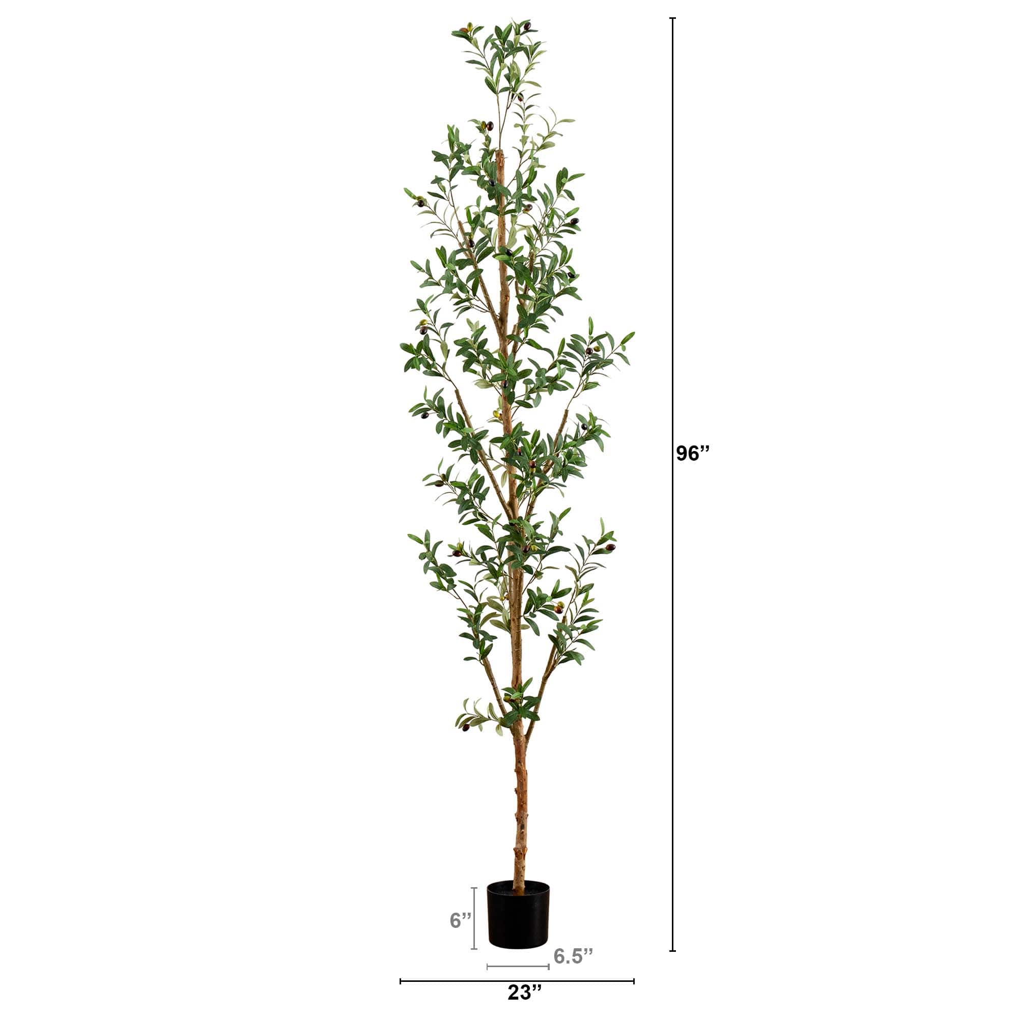 8ft. Potted Artificial Olive Tree with Natural Trunk