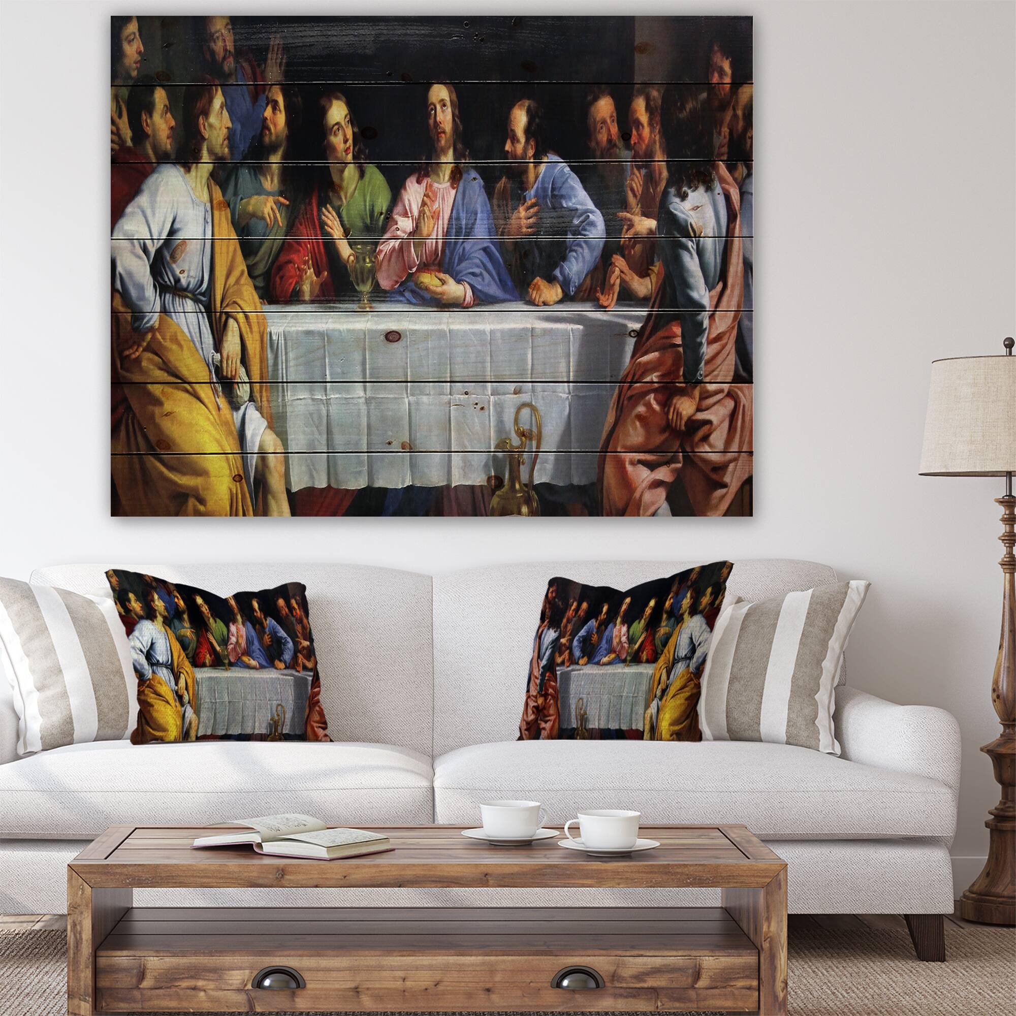 Designart - The Last Supper - Religious Print on Natural Pine Wood