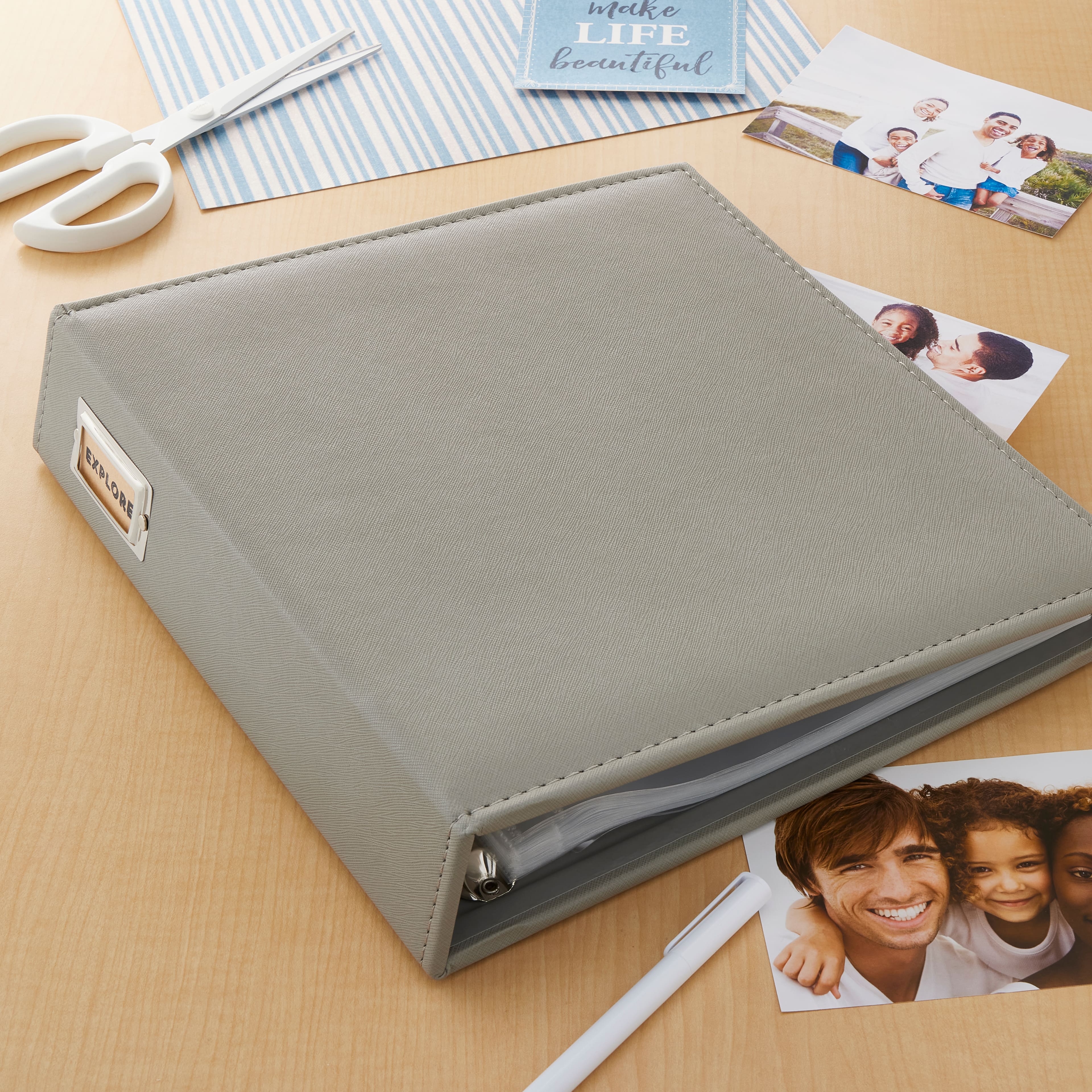 8 Pack: Gray Saffiano D-Ring Scrapbook Album by Recollections®