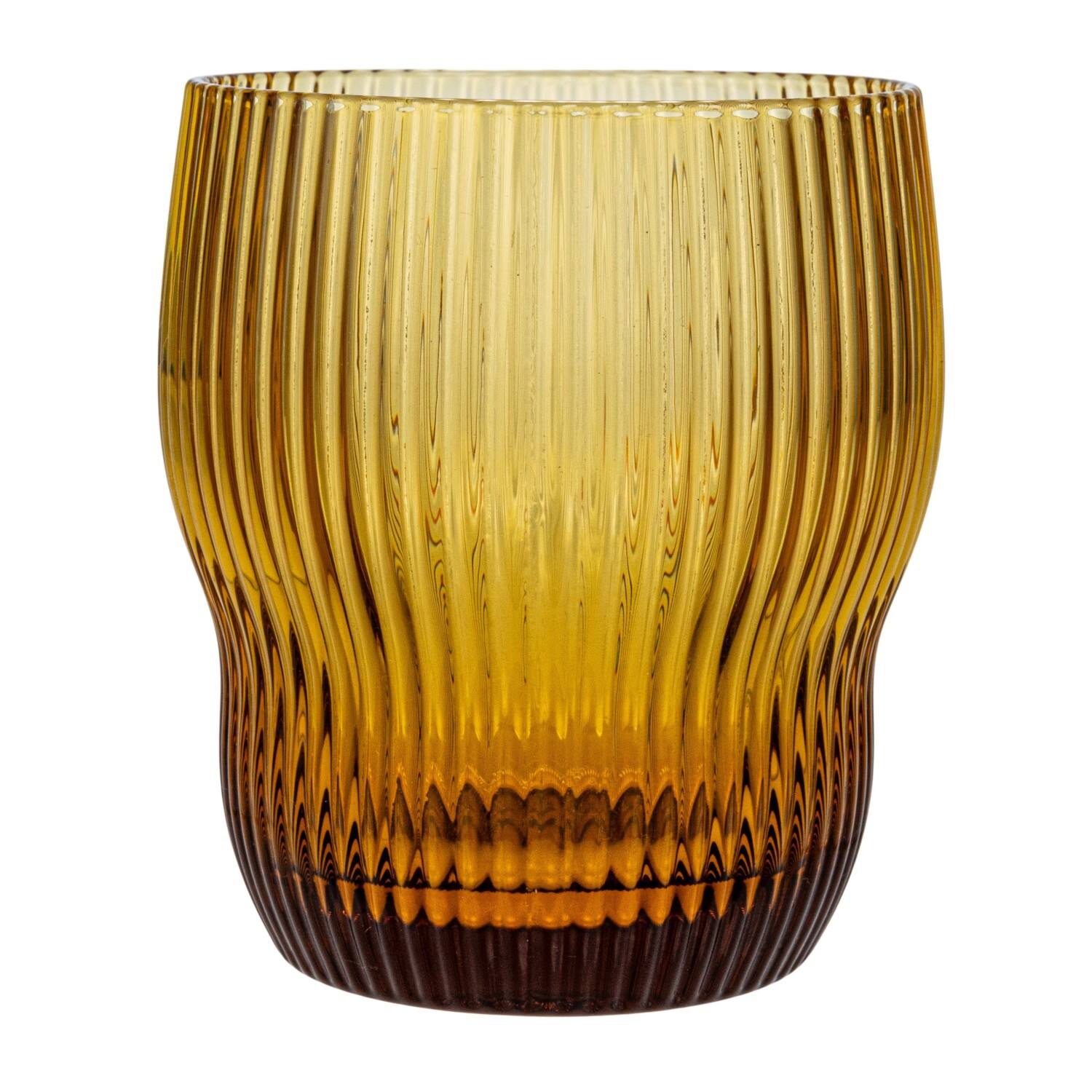 8oz. Amber Ribbed Drinking Glass