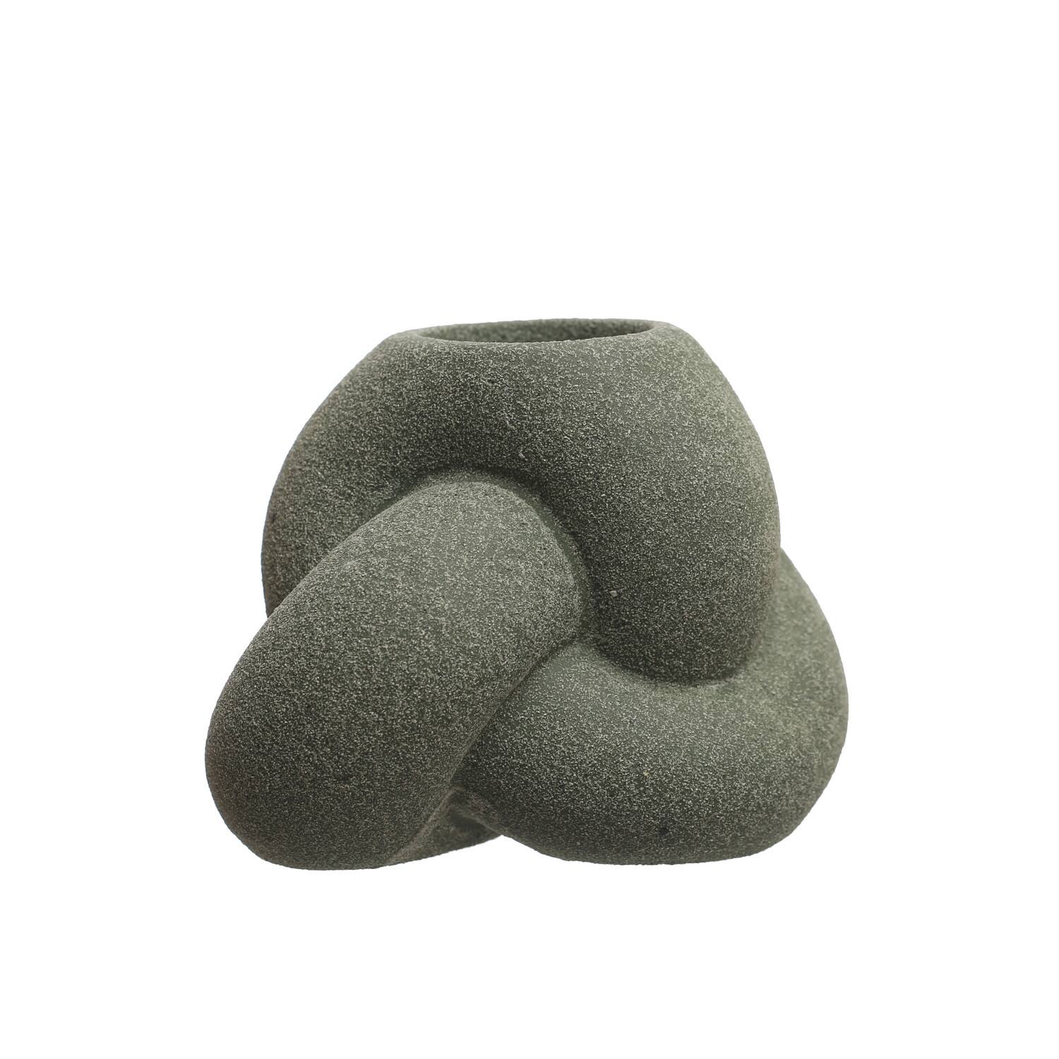 Hello Honey® 4" Green Stoneware Tealight & Taper Candle Holder