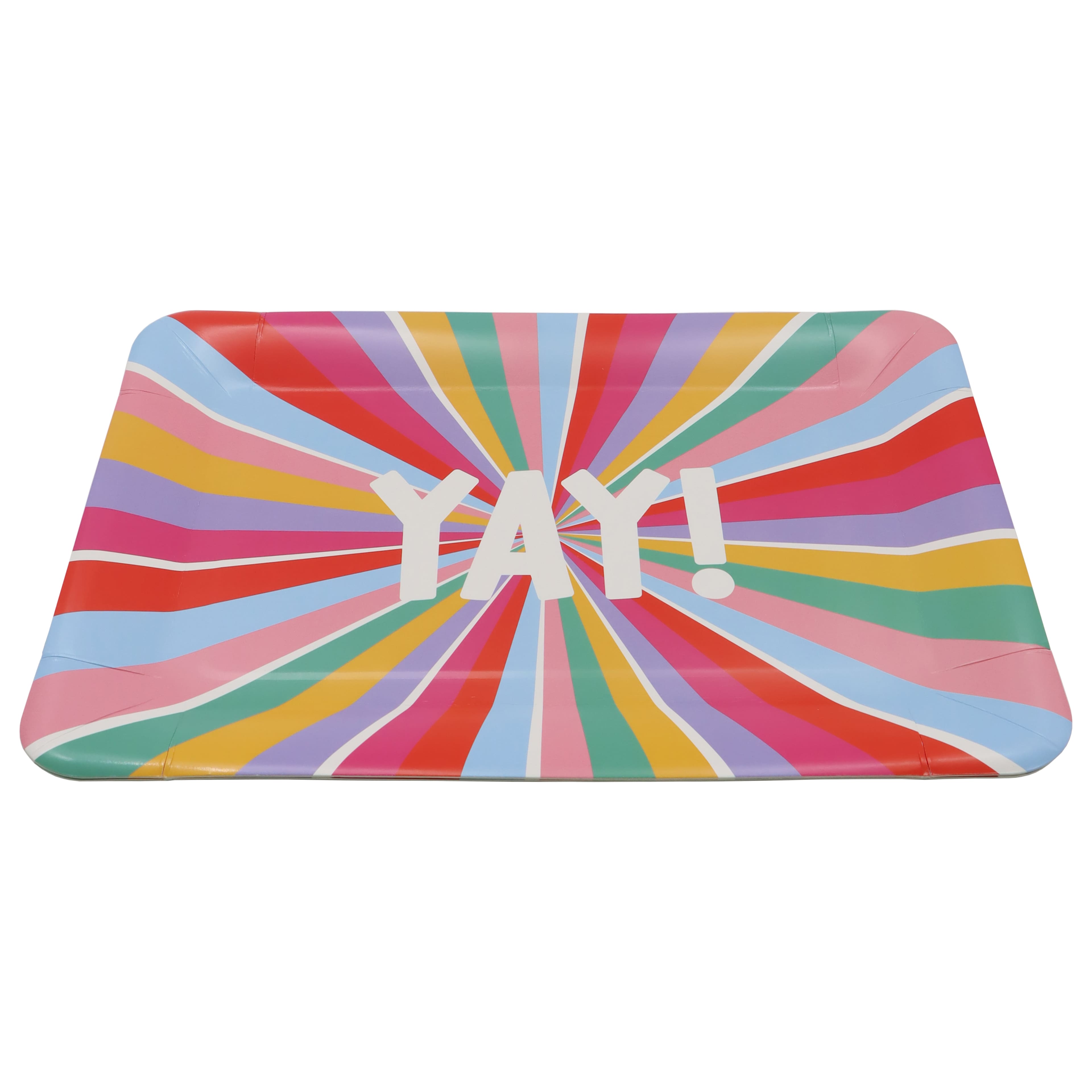 12 Packs: 2 ct. (24 total) 9" x 13" Yay Multicolor Paper Serving Trays by Celebrate It™