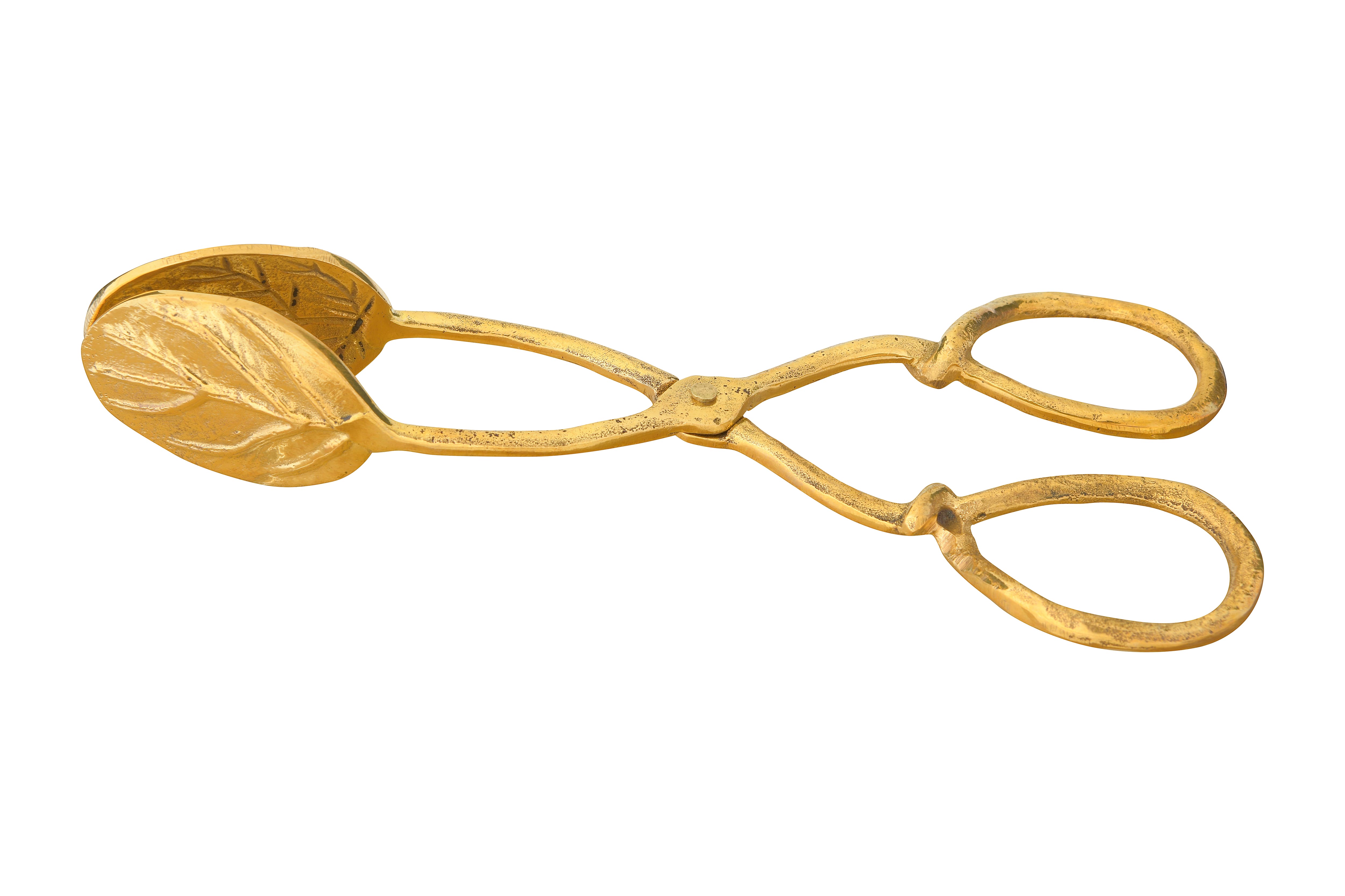 8&#x22; Gold Embossed Leaf Shaped Tongs