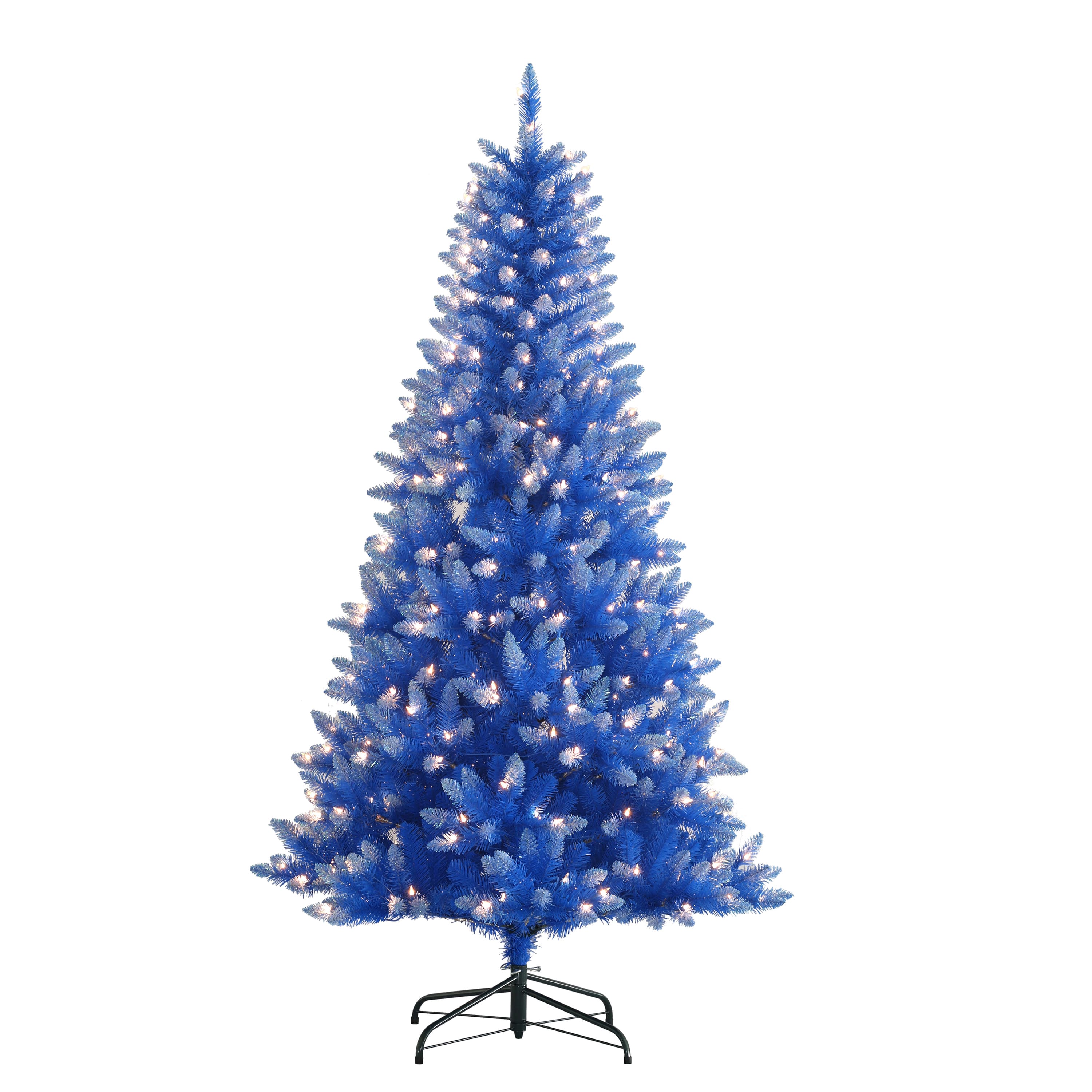 6 Pack: 6.5ft. Pre-Lit Fashion Blue Artificial Christmas Tree, Clear Lights