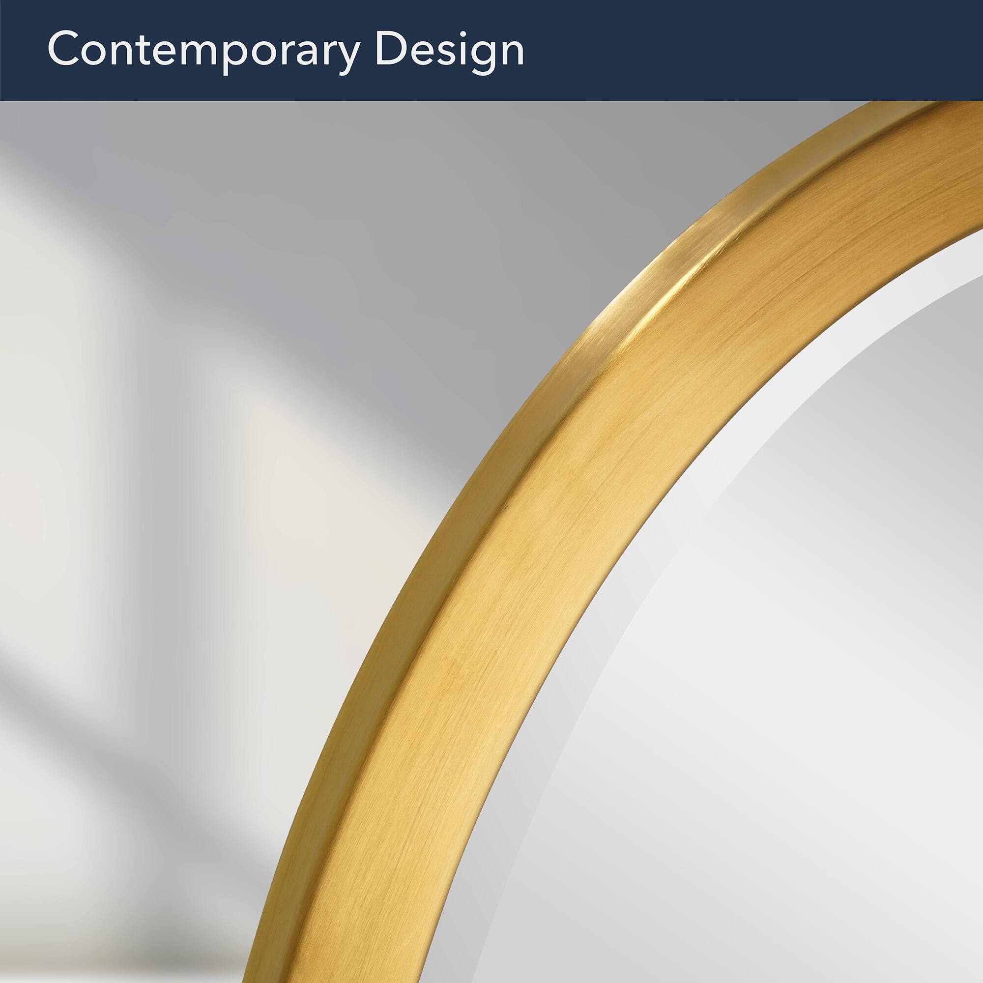 Head West Oval Brushed Gold Metal Framed Bathroom Mirror - 29" x 23"