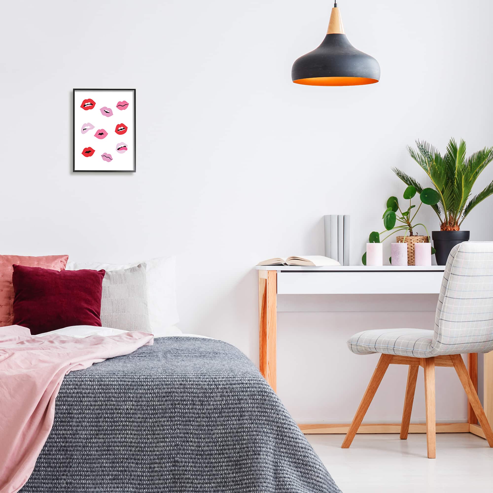 Stupell Industries Expressive Seductive Lips Red Lipstick Shades Framed Giclee Art