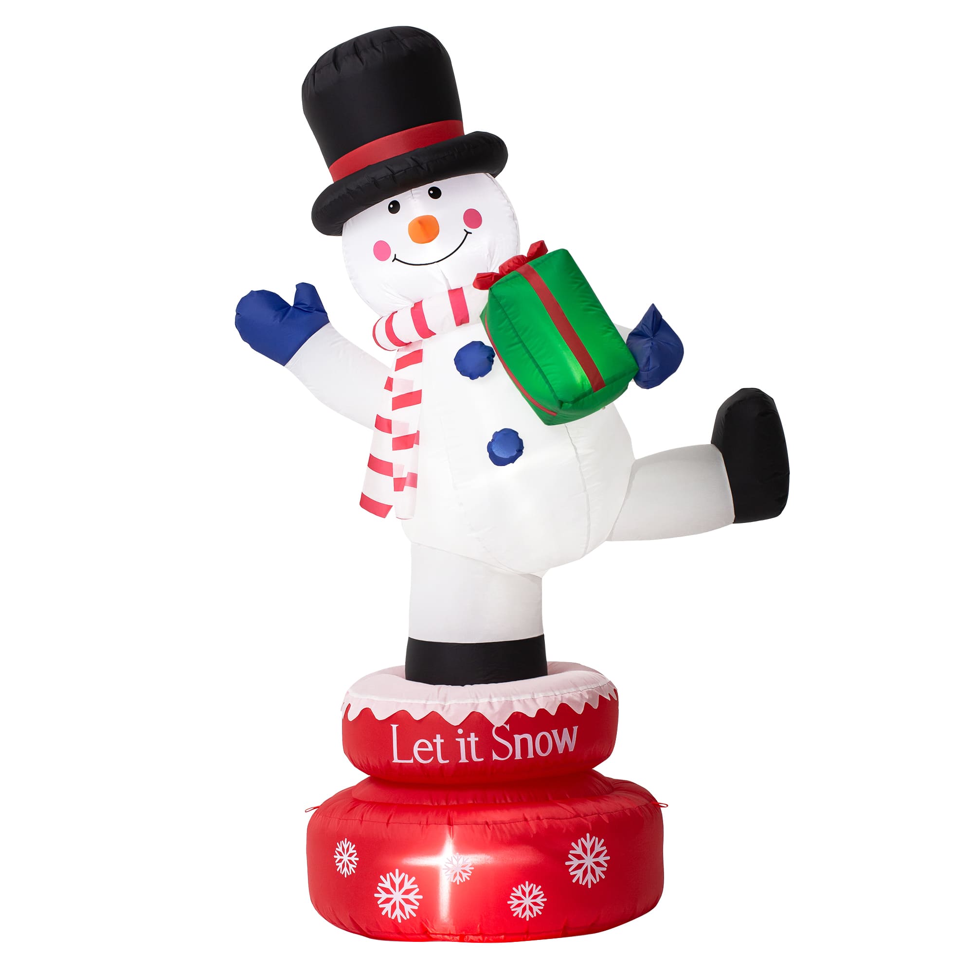 Glitzhome® 6ft. Lighted Inflatable Rotating Snowman Décor