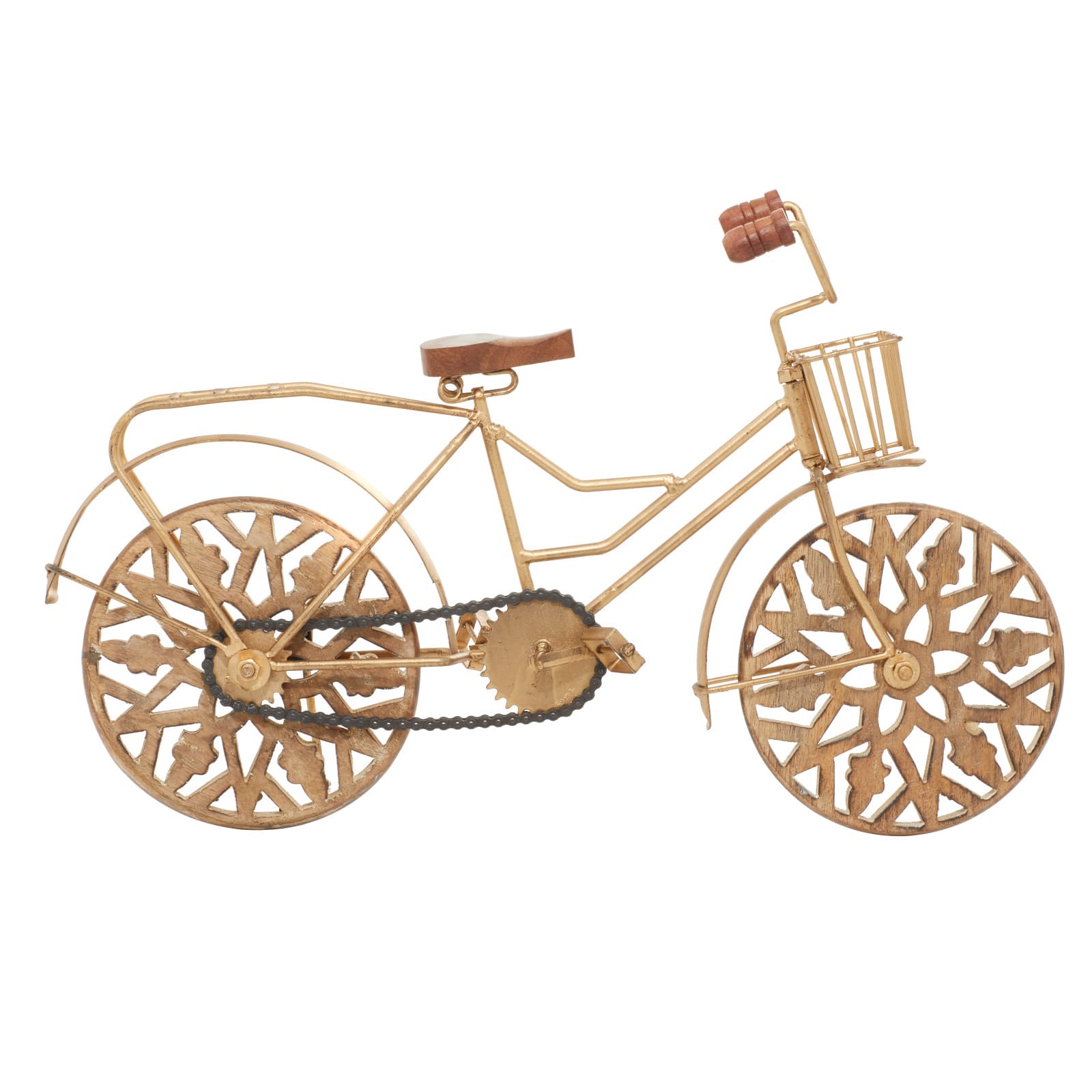 19" Vintage Gold Metal & Wood Bicycle Sculpture