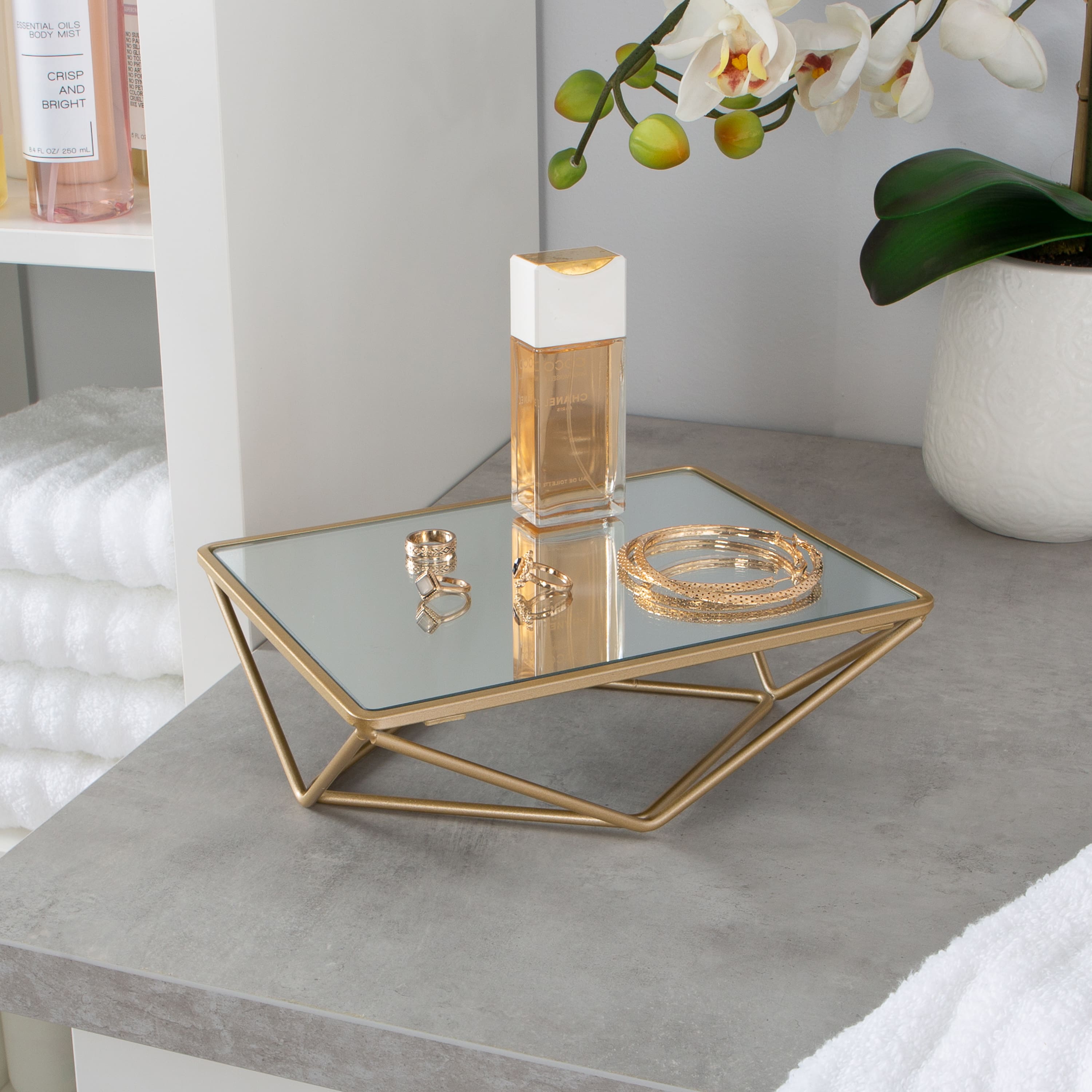 Home Details Gold Geometric Design Vanity Mirror