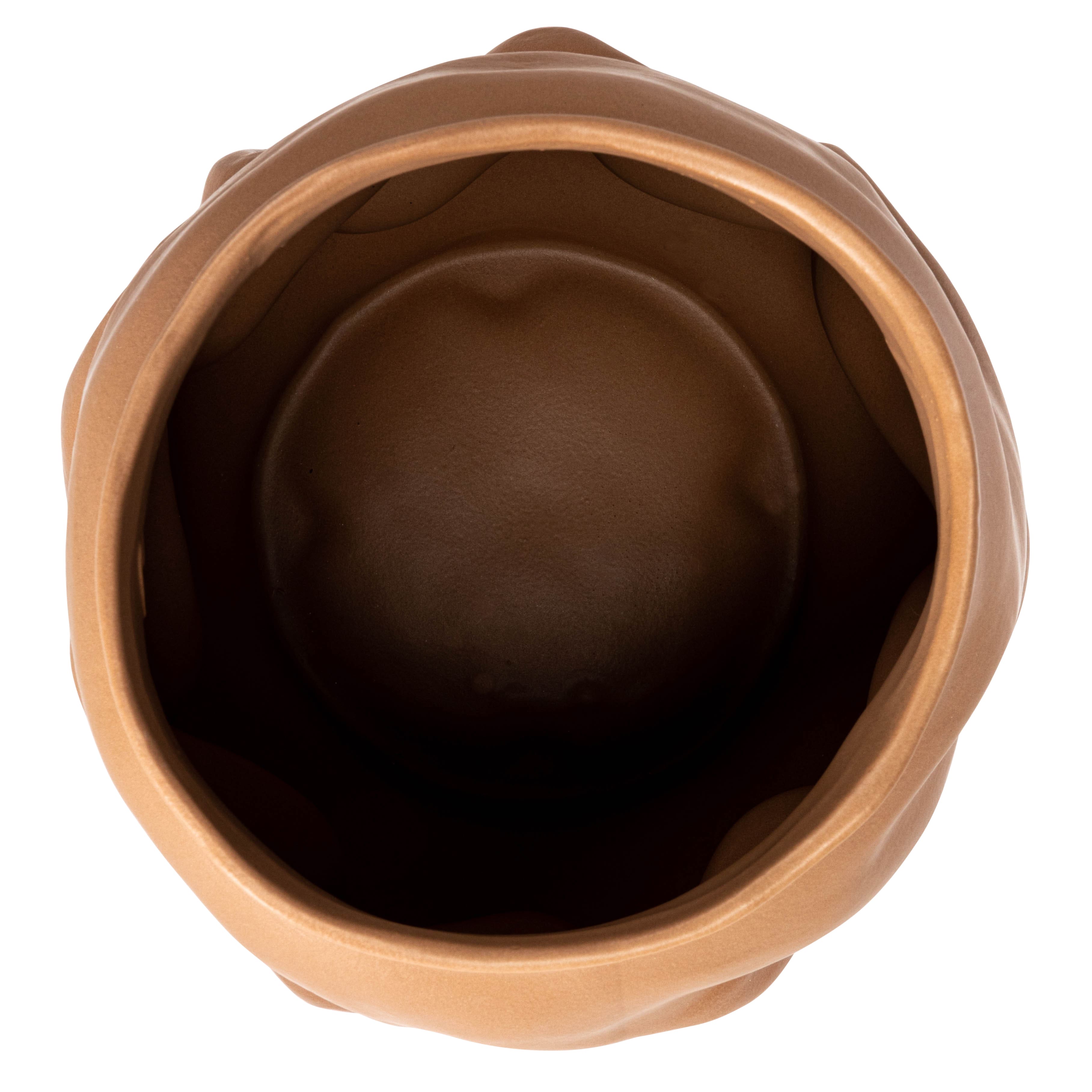 Hello Honey&#xAE; 10&#x22; Brown Organically Shaped Stoneware Pinched Planter