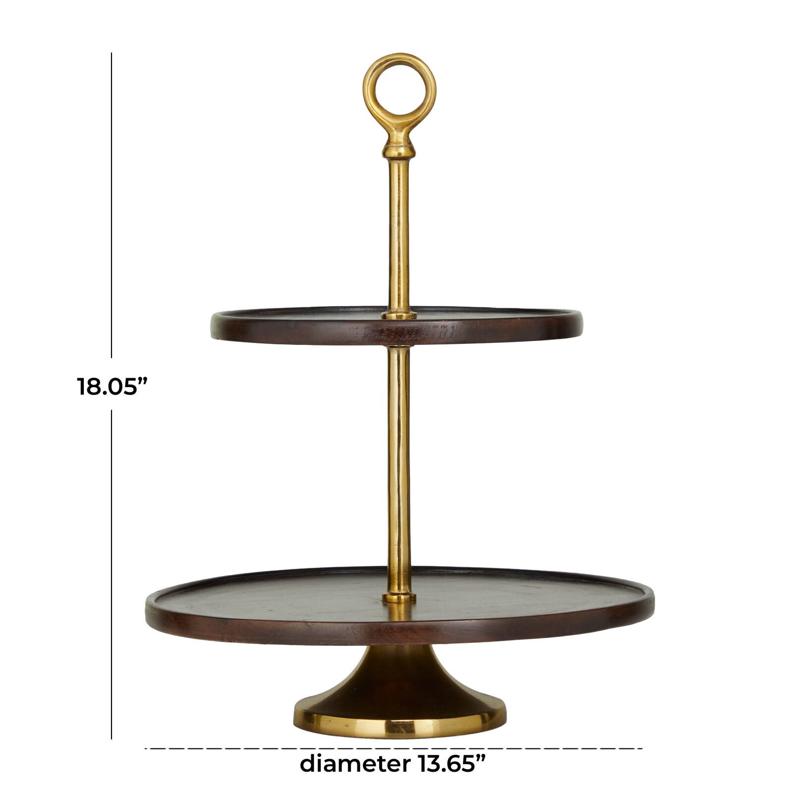 Brown Coastal Tiered Server, 14" x 14" x 18"