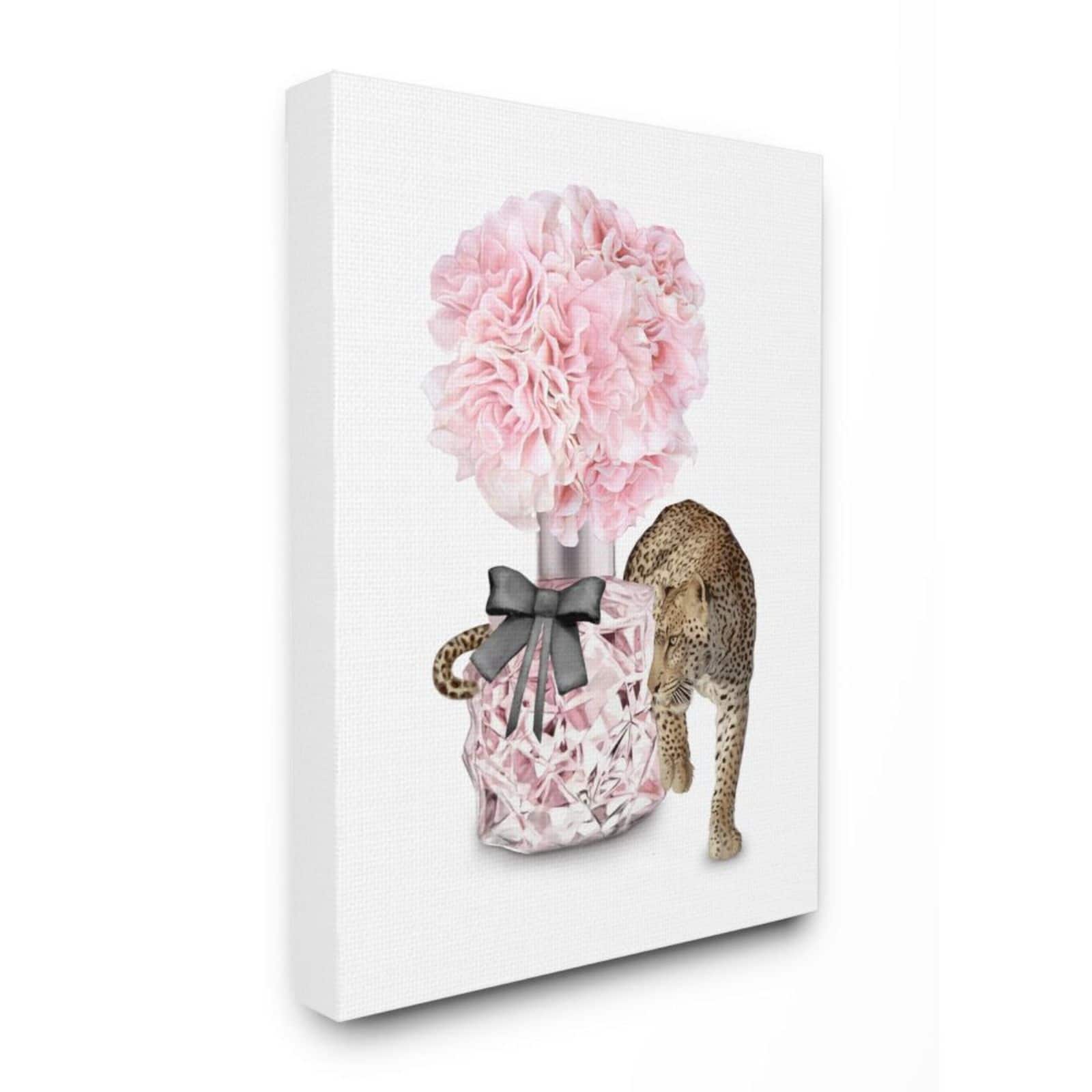 Stupell Industries Pink Fashion Bouquet Leopard Canvas Wall Art
