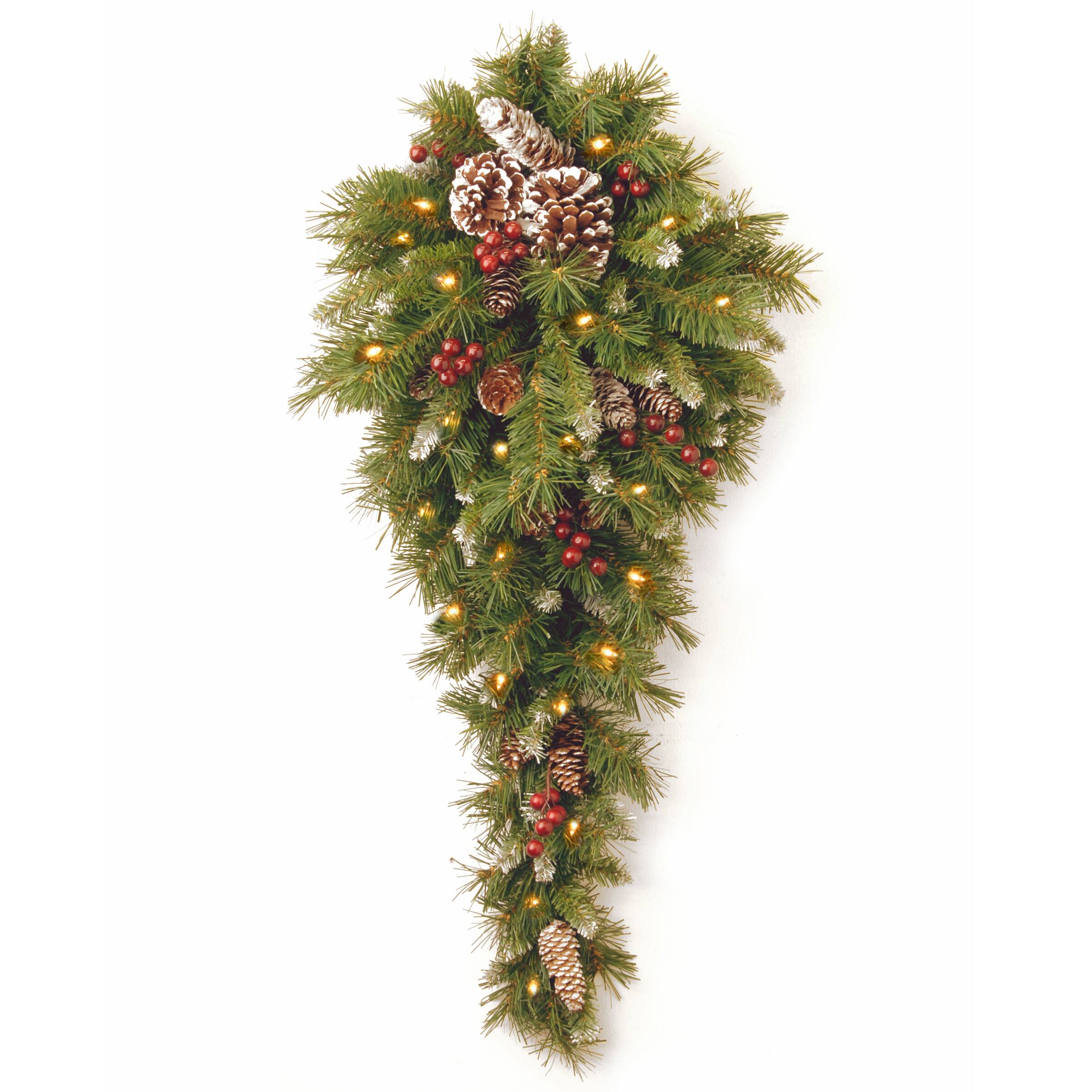 3ft. Pre-Lit Frosted Berry Teardrop, Warm White LED Lights