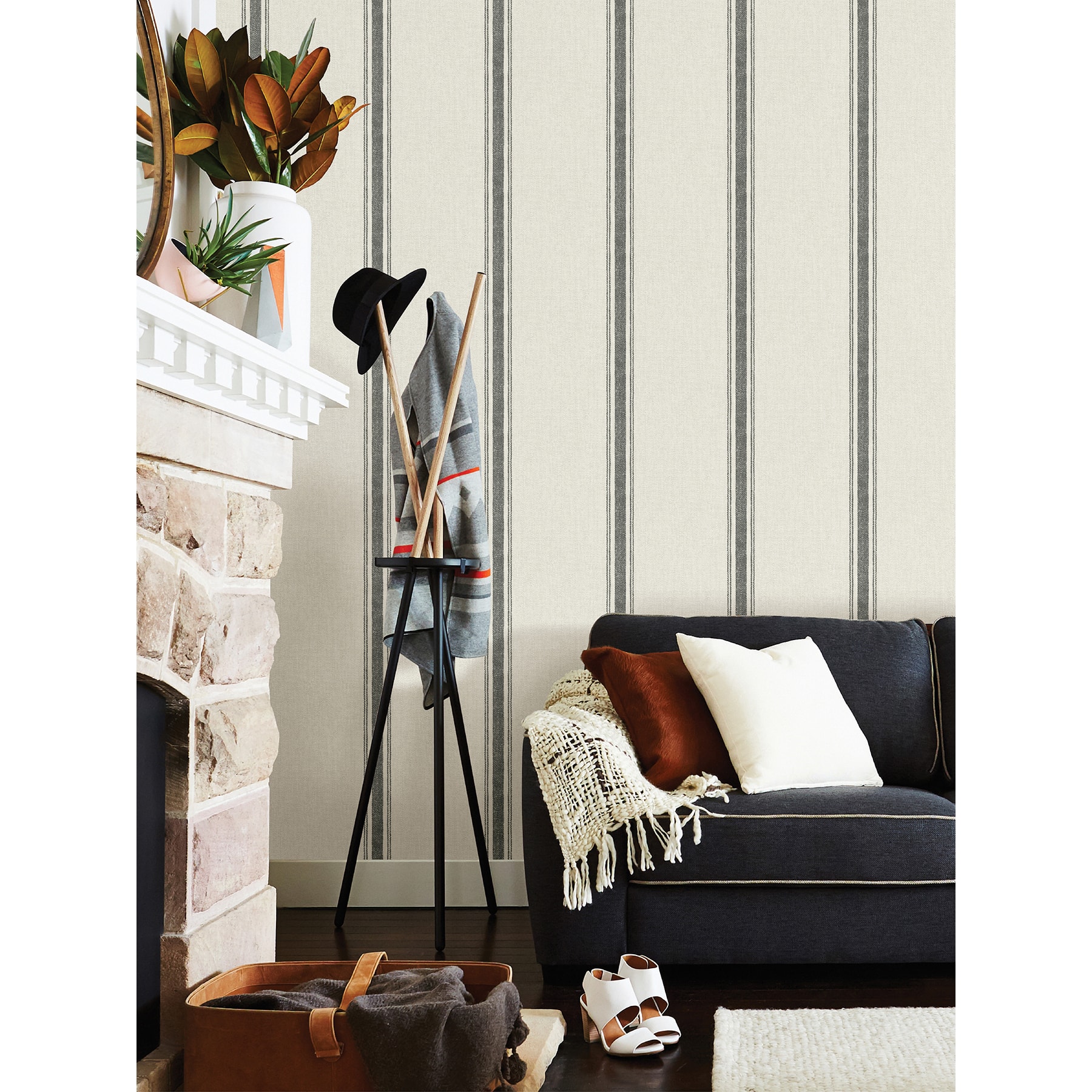 NuWallpaper Charcoal Langston Peel & Stick Wallpaper