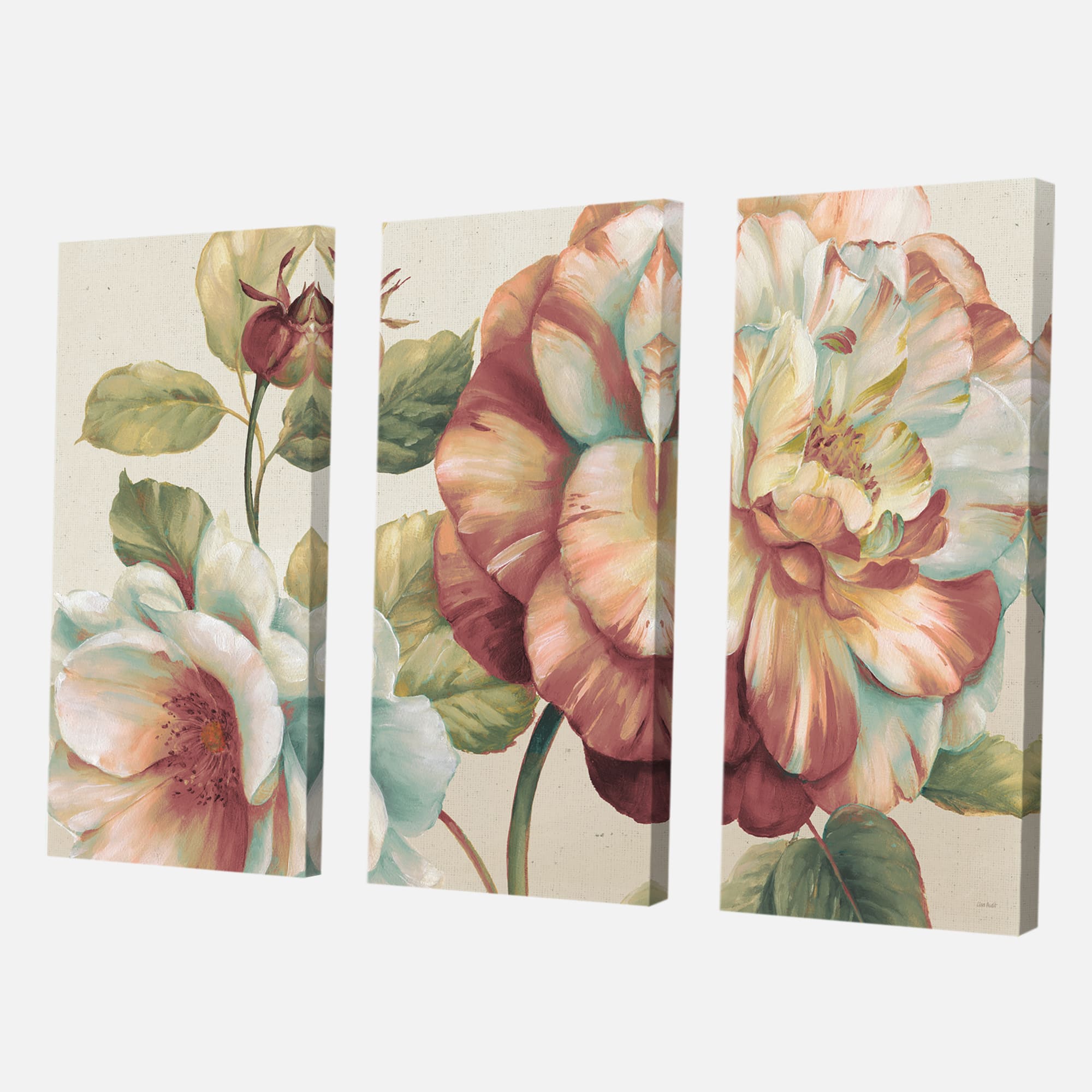 Designart - Romantic Dark Rose Blossing Flowers - Floral Premium Canvas Wall Art