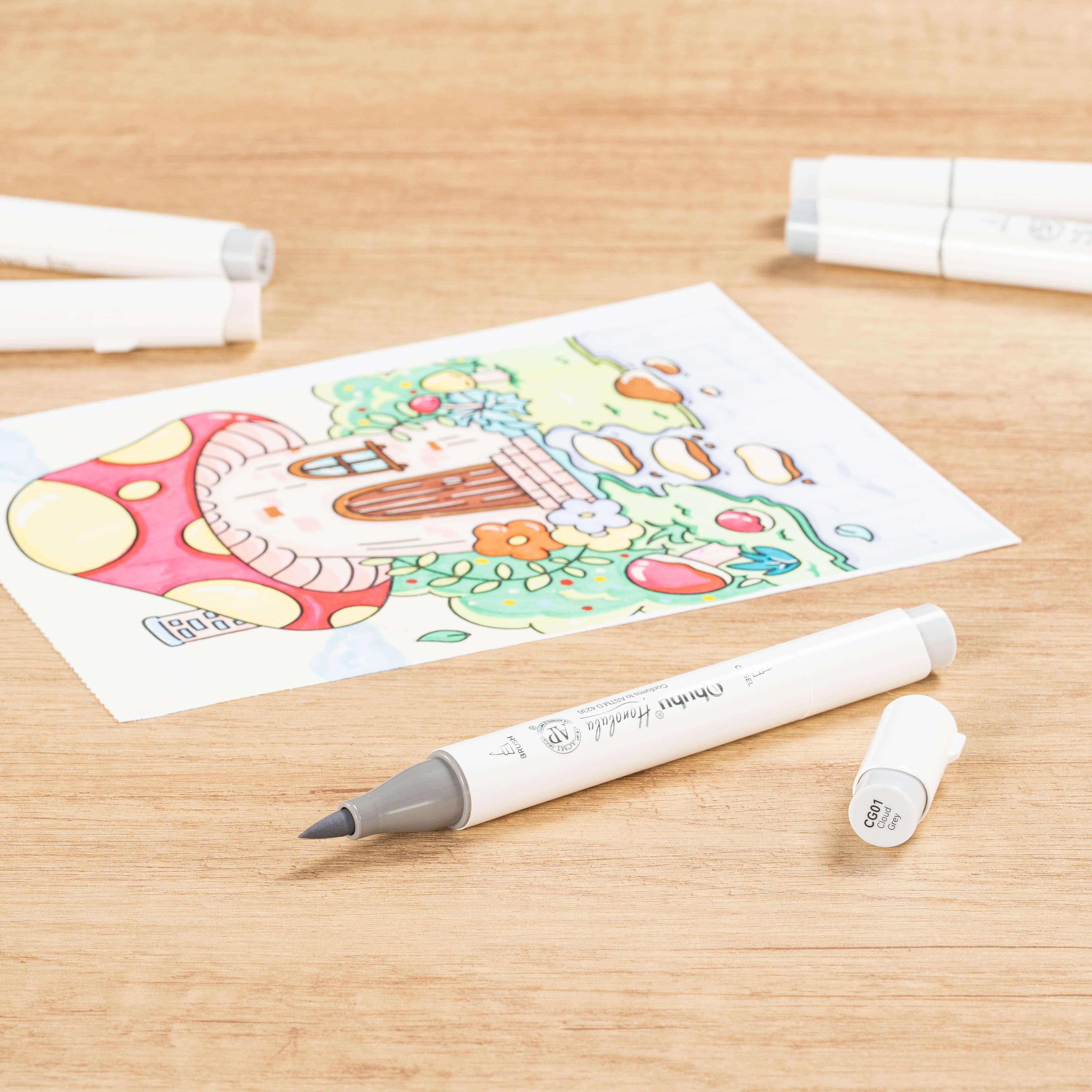 Ohuhu&#xAE; Honolulu Brush &#x26; Chisel Dual Tip Marker