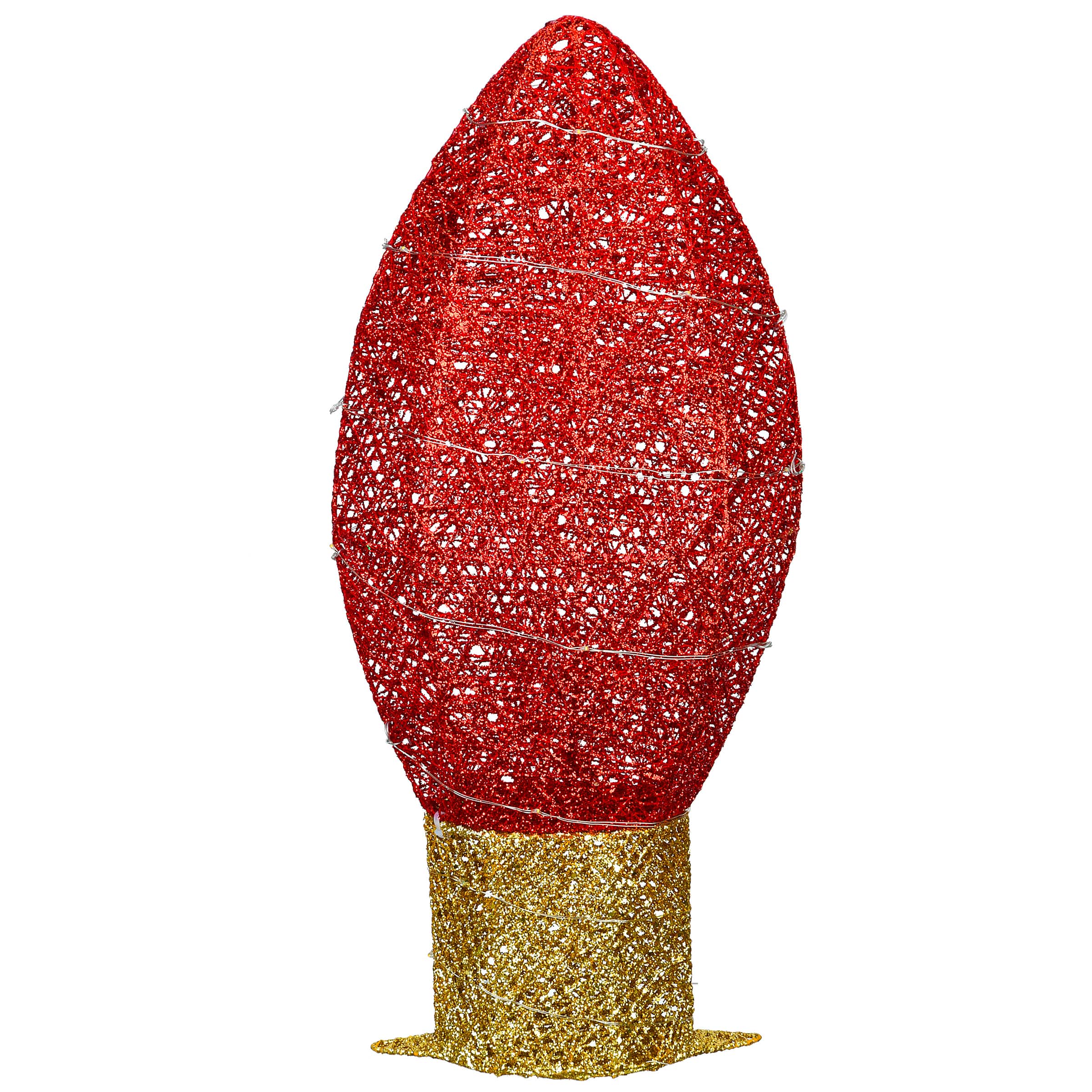 20&#x22; Pre-Lit LED Red Christmas Light Bulb Decoration