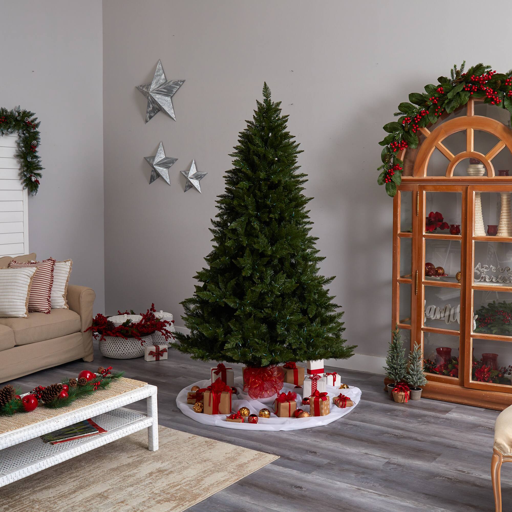 7.5ft. Pre-Lit Vermont Spruce Artificial Christmas Tree, Color Changing LED Lights