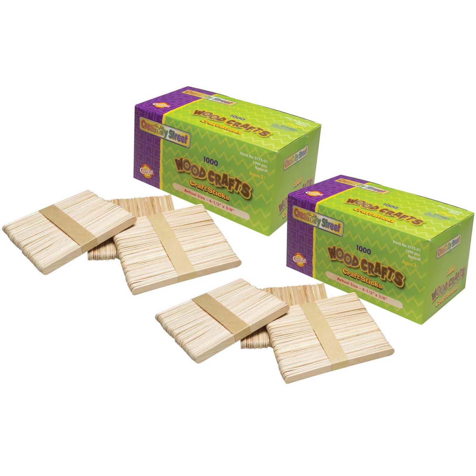 Creativity Street&#xAE; Natural Regular Craft Sticks, 2 Packs of 1,000