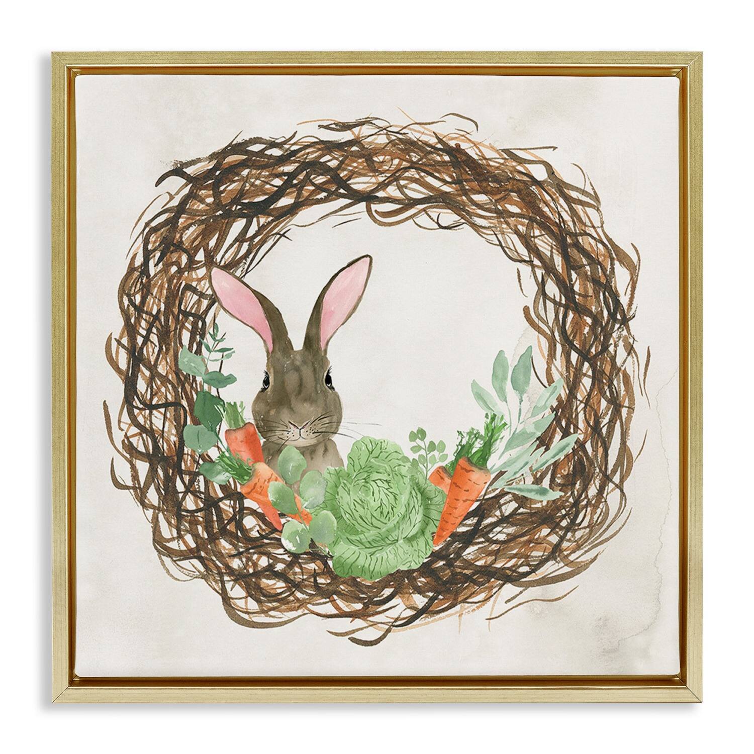 Stupell Industries Spring Easter Wreath Floater Framed Art