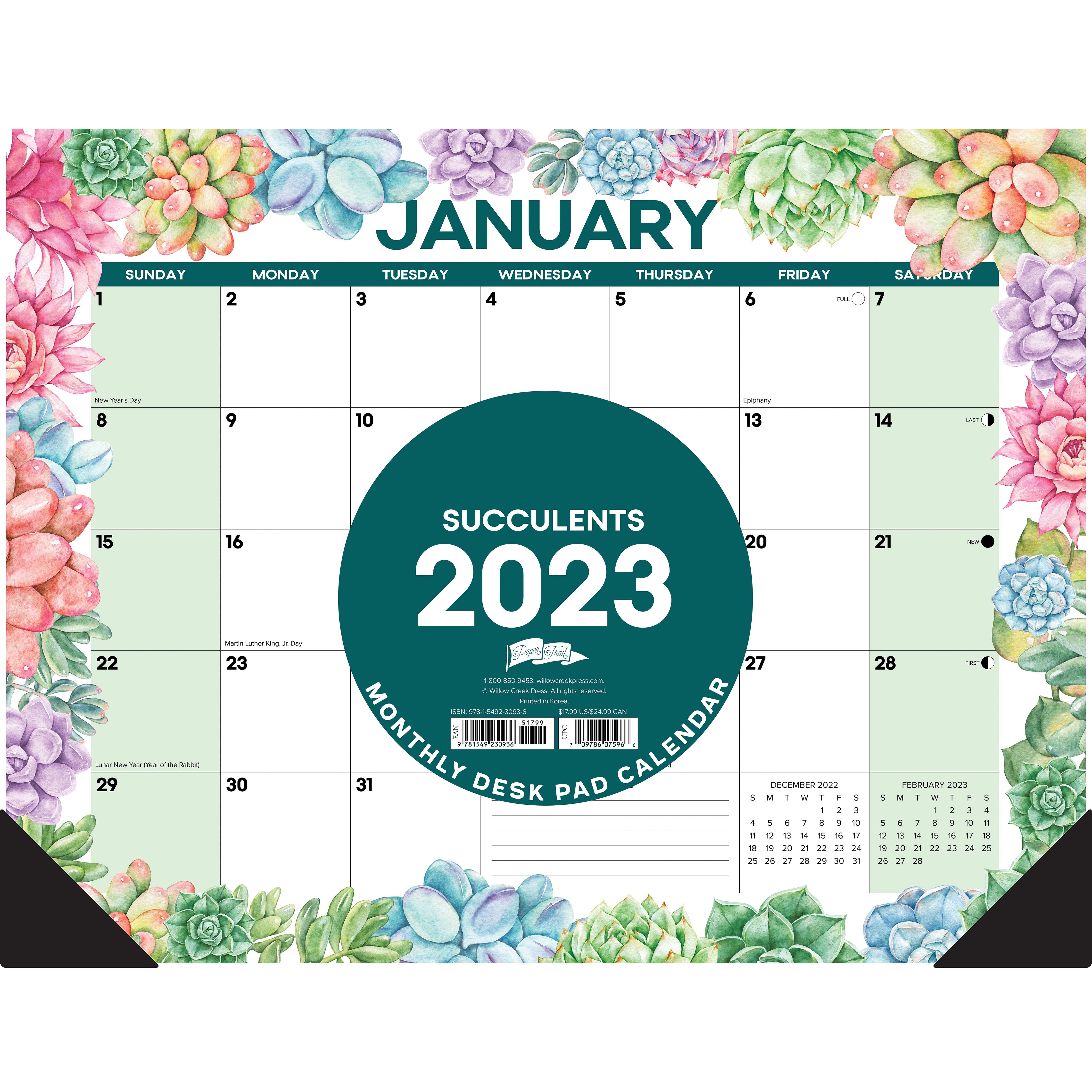 2023 Succulent Large Monthly Desk Pad Calendar Michaels