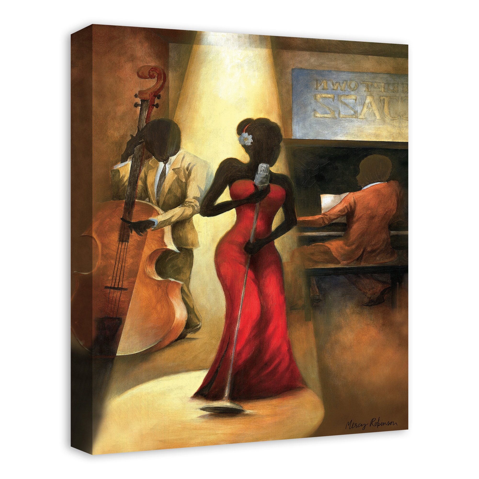 Jazz Singer In Red 16&#x22; x 20&#x22; Canvas Wall Art