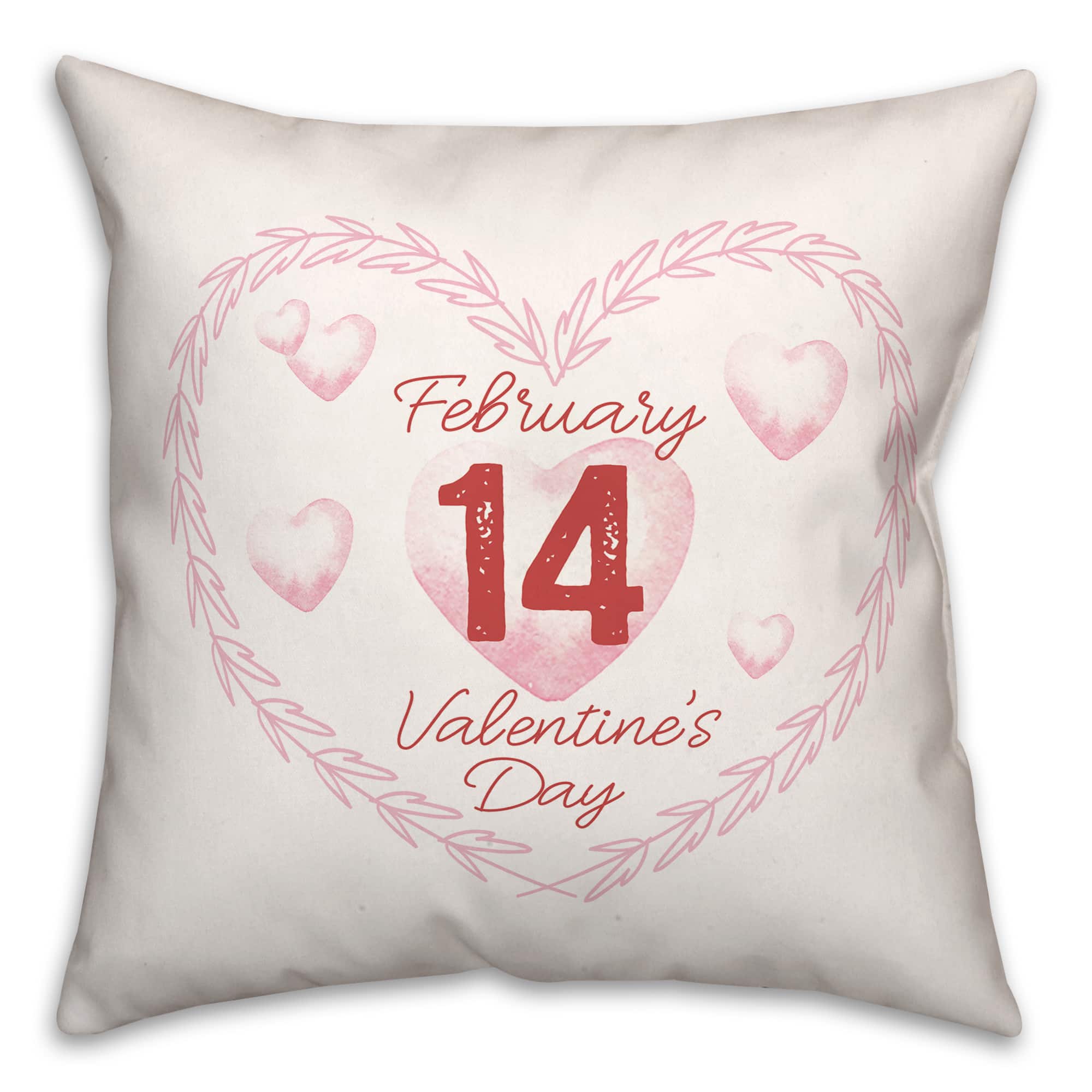 Valentine&#x27;s Day Calendar Wreath Throw Pillow
