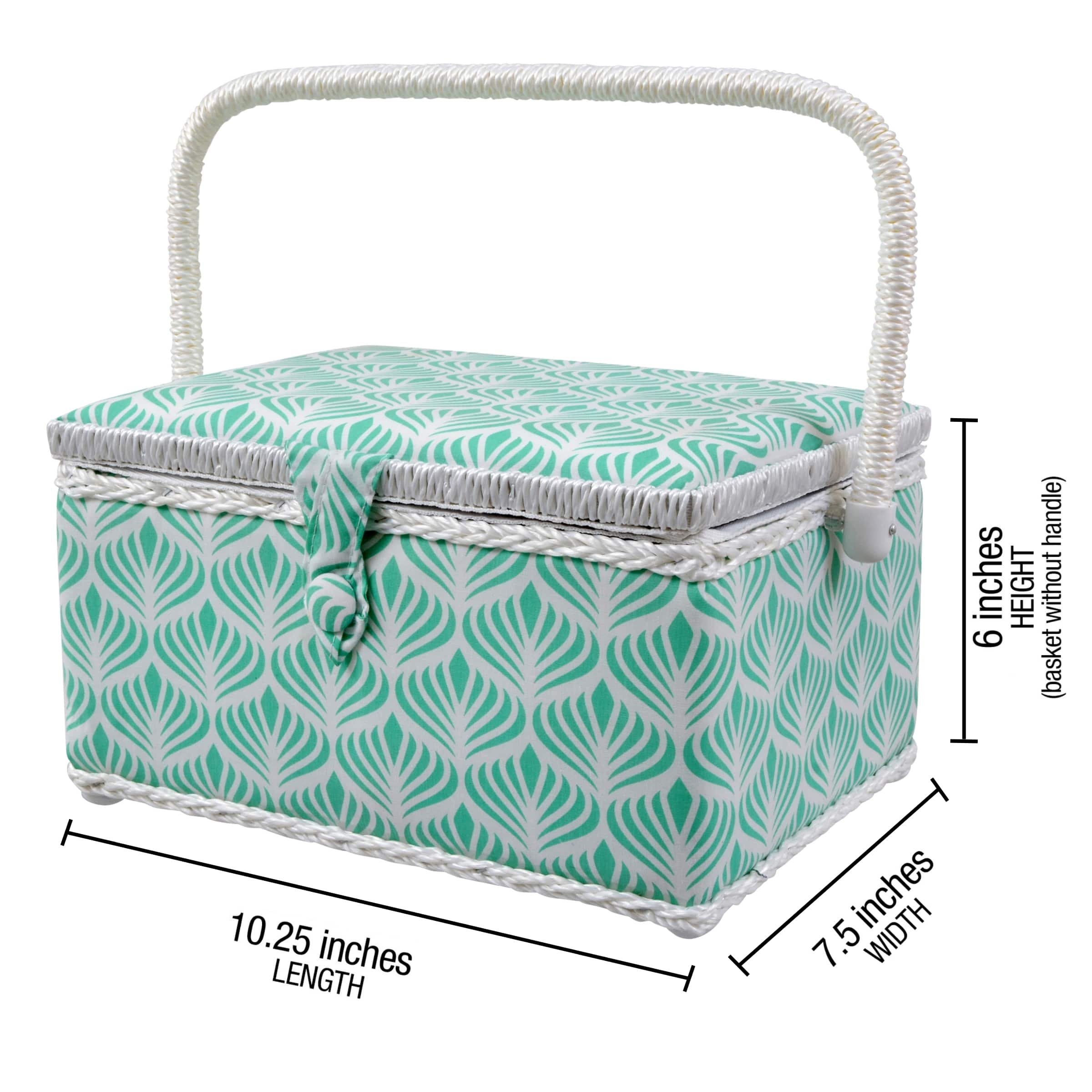 SINGER&#xAE; Large Blue Boho Fan Print Sewing Basket with Sewing Scissors &#x26; Notions