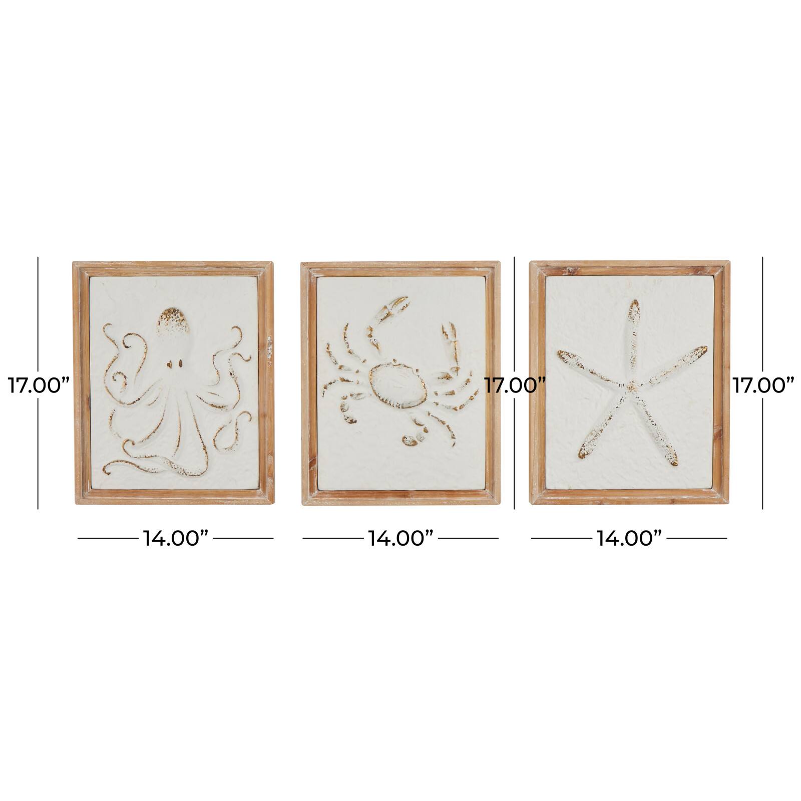 Framed Metal Sea Life Wall Décor Set
