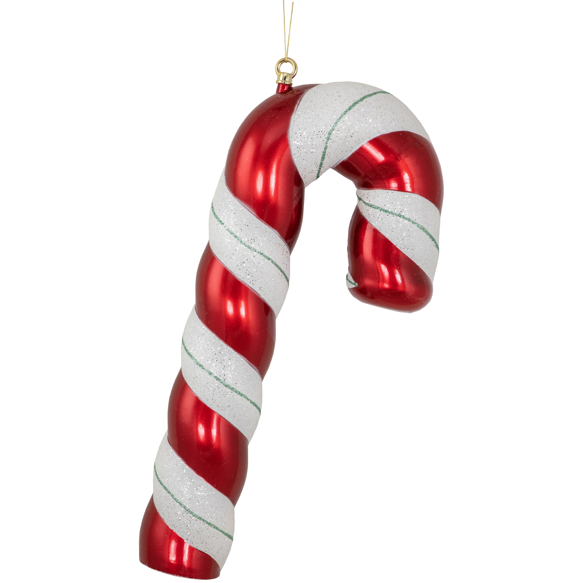 22&#x22; Shatterproof Candy Cane with Green Glitter Commercial Ornament