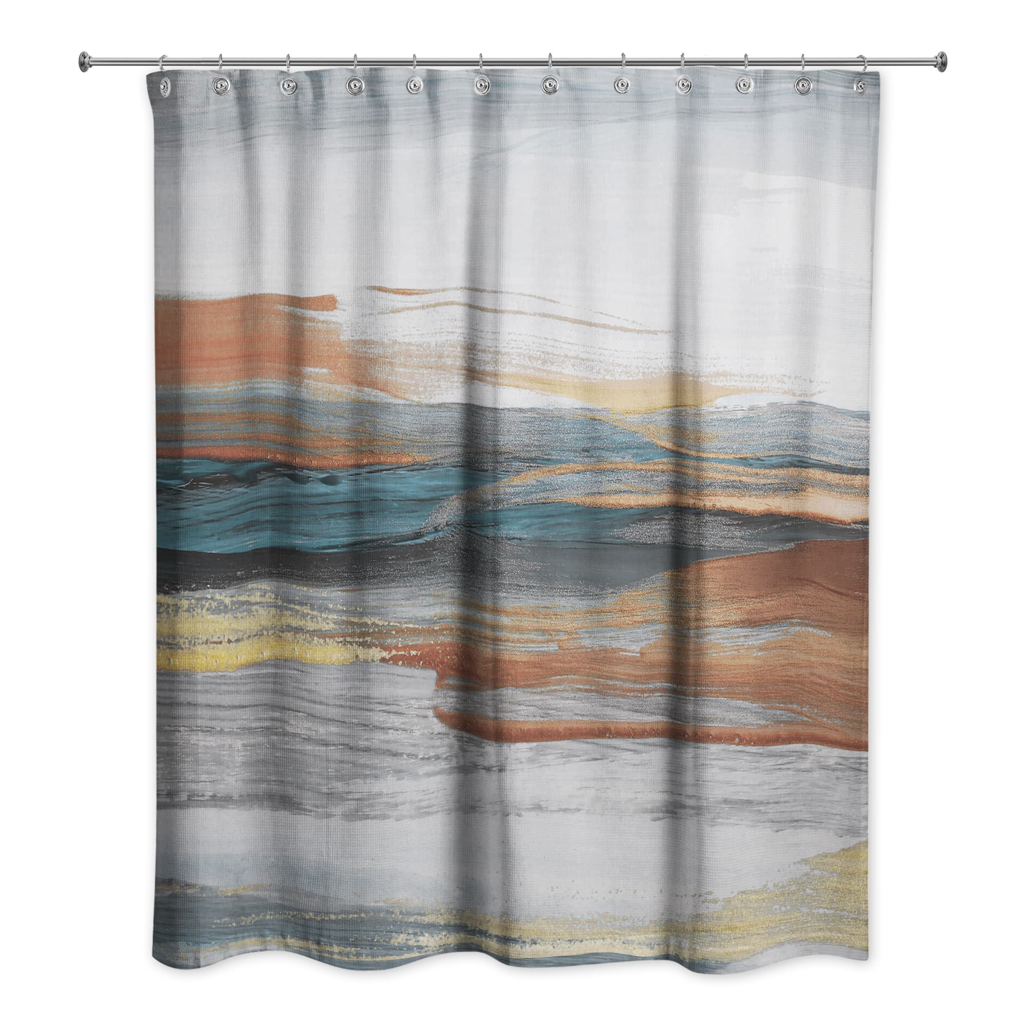 Navy and Rust 71&#x22; x 74&#x22; Shower Curtain