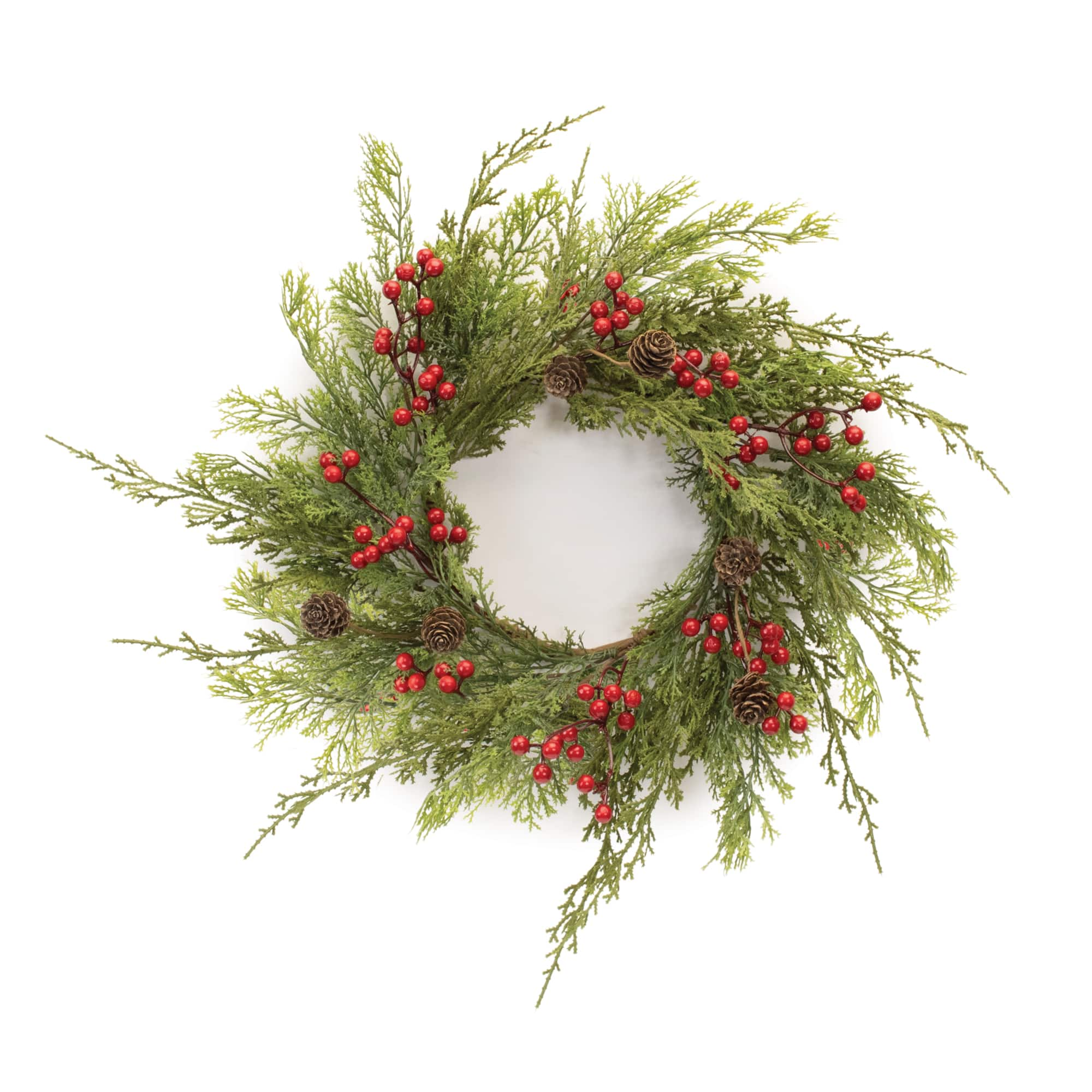 17.5&#x22; Mixed Pine Berry Candle Ring