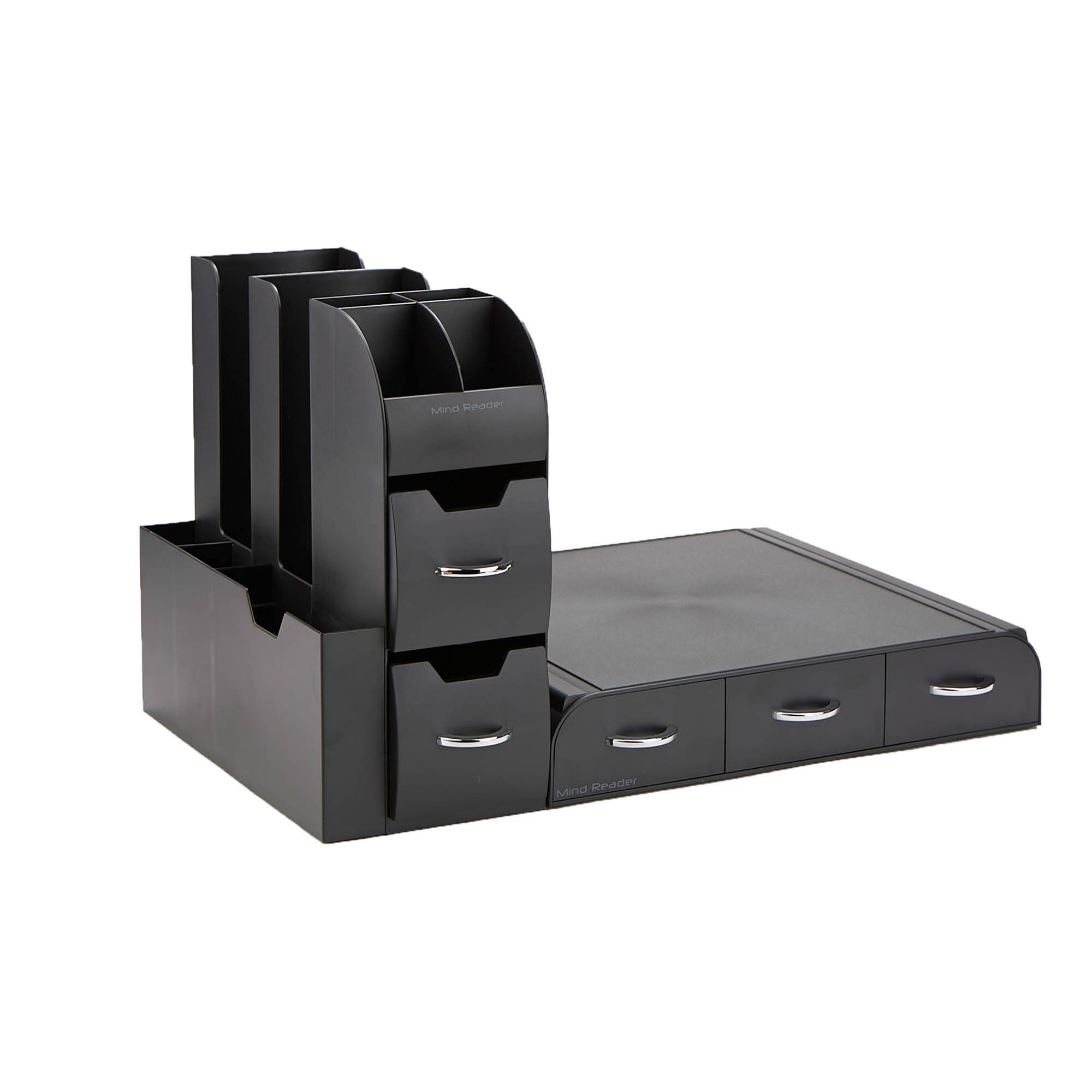 Mind Reader Black 2-Piece Single Serve Coffee Pod Drawer and Condiment Organizer Caddy Station