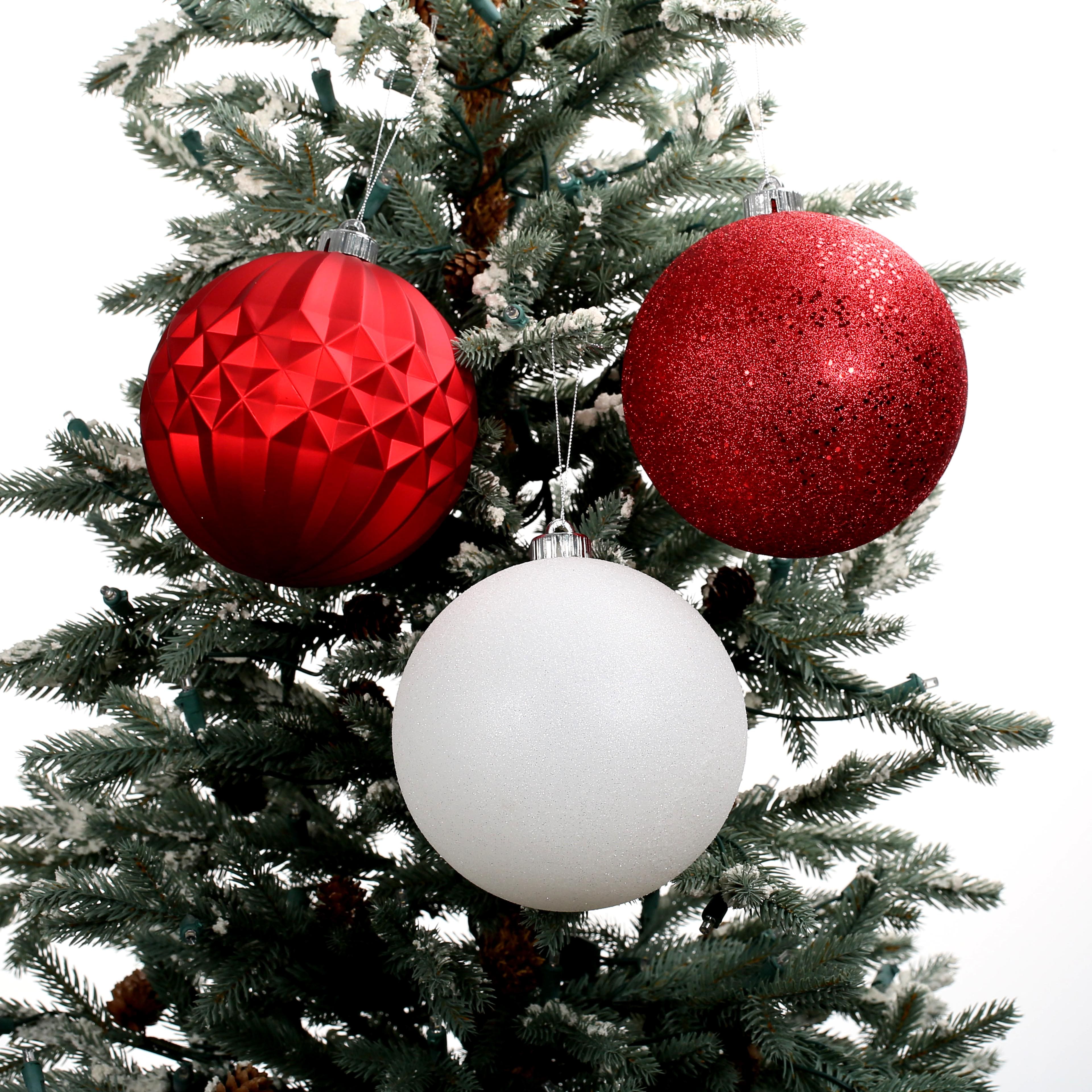 6 Pack 6&#x22; Red &#x26; White Shatterproof Ball Ornaments by Ashland&#xAE;