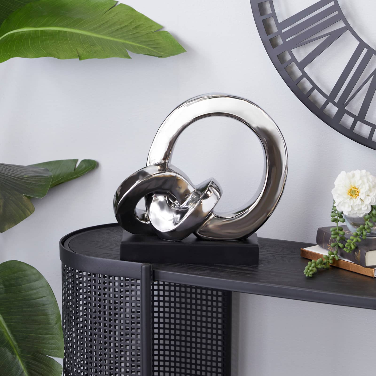 12&#x22; Silver Porcelain Contemporary Abstract Sculpture