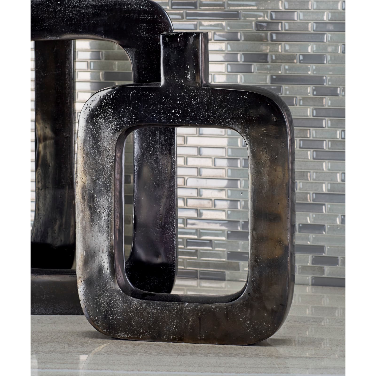 Black Aluminum Contemporary Vase