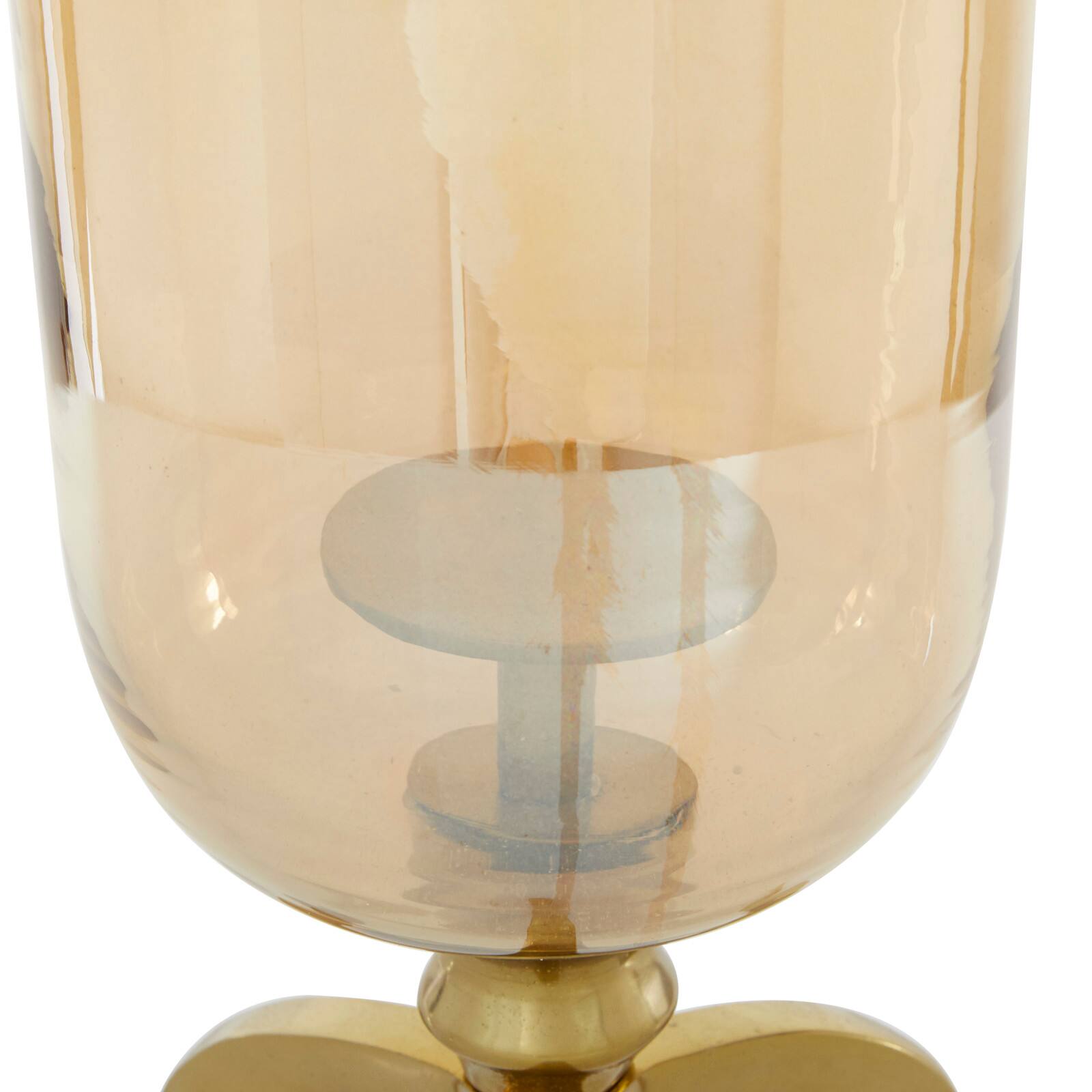 19&#x22; Gold Aluminum &#x26; Glass Traditional Candlestick Holder