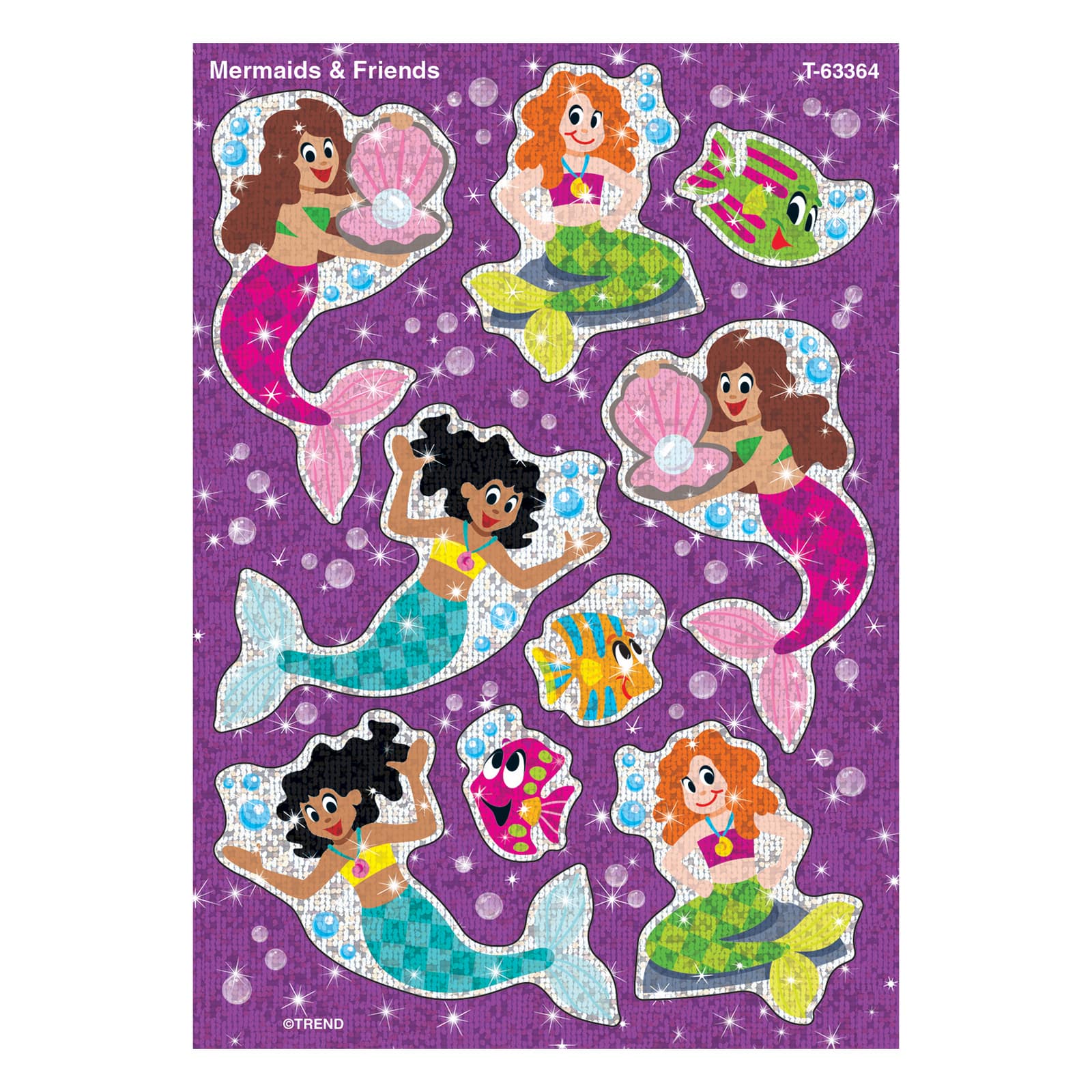 Trend Enterprises, Inc. Mermaids &#x26; Friends, Sparkle Stickers&#xAE;, 6 Packs of 18