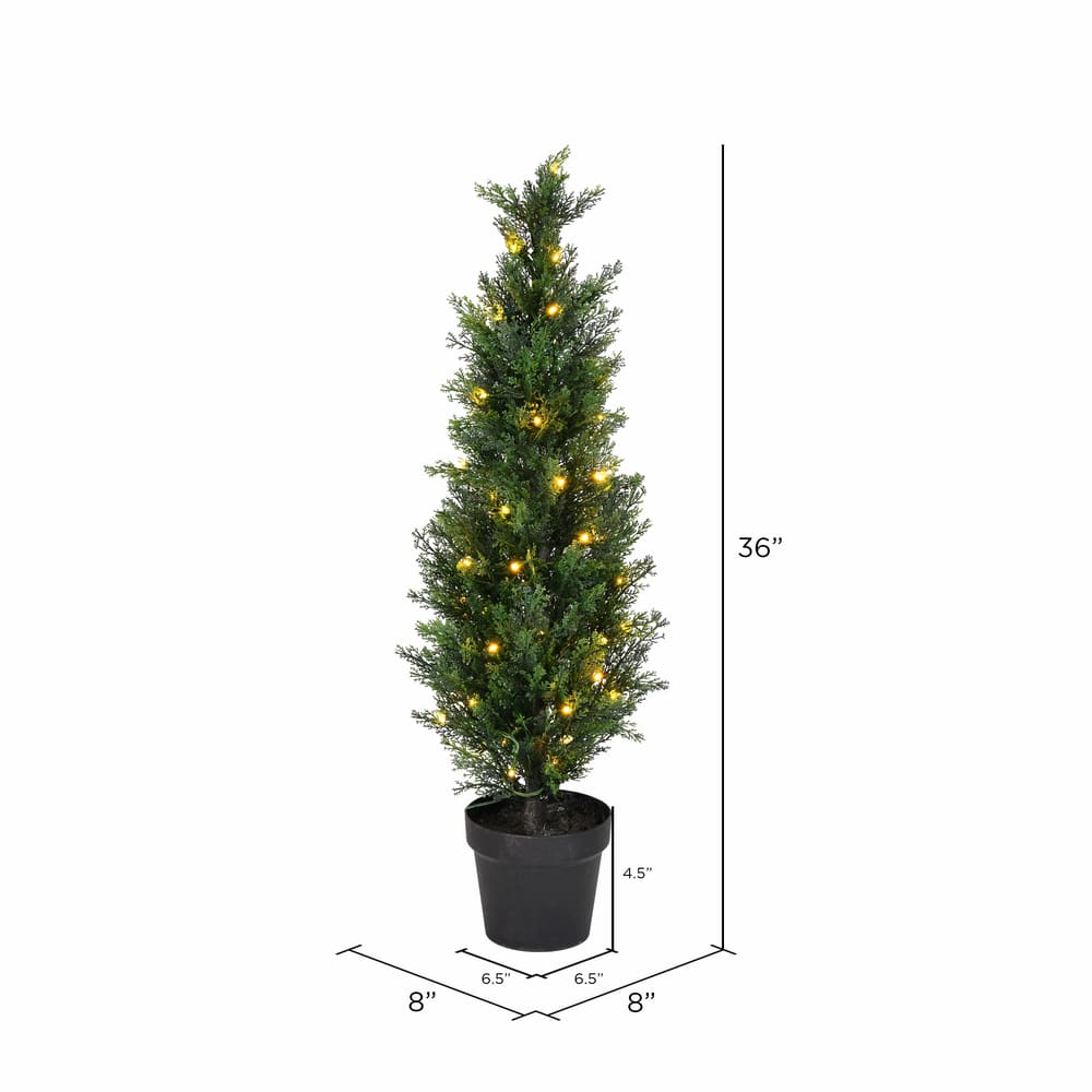 3ft. Pre-Lit Potted Green Cedar Tree