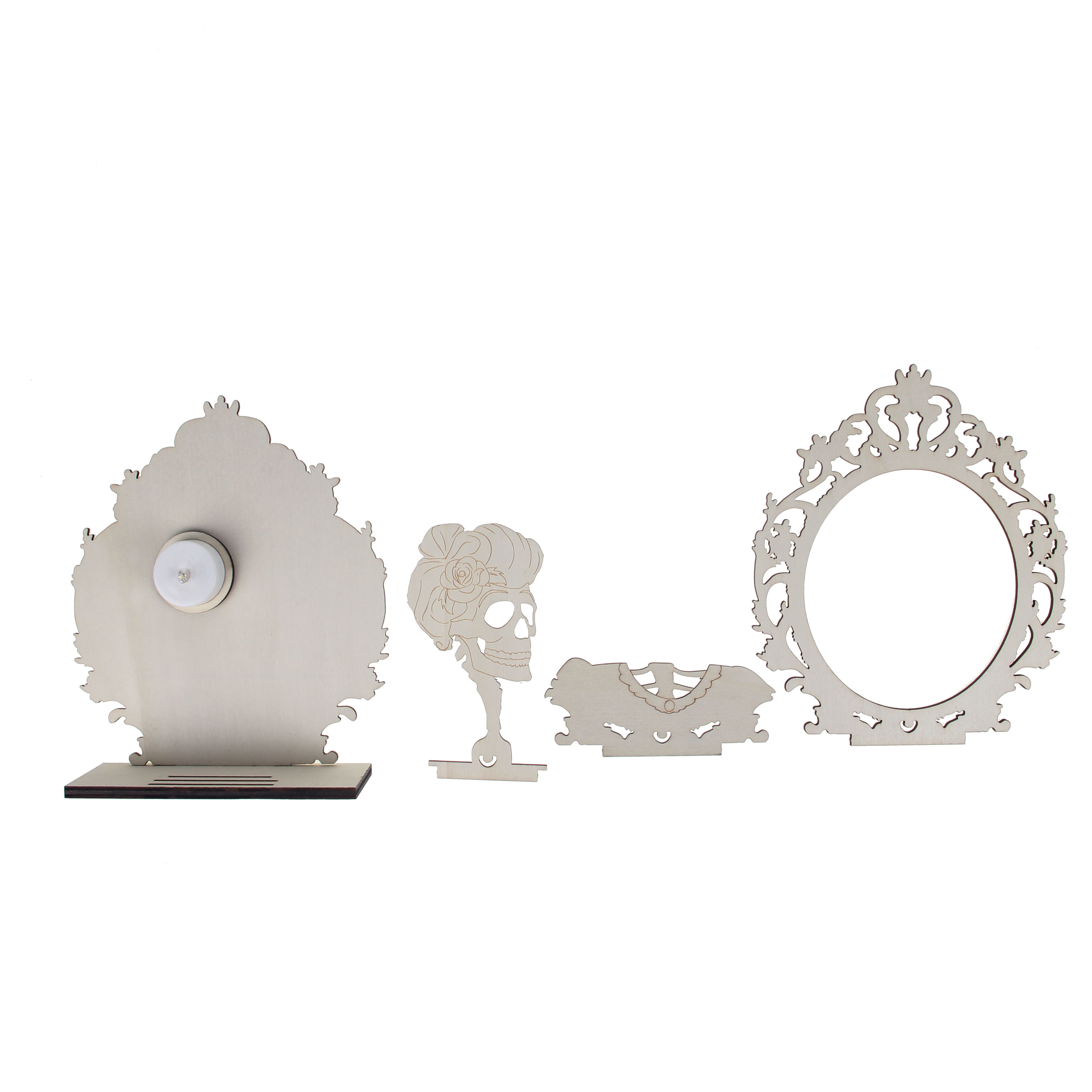8.25&#x22; Layered Lady Skeleton DIY LED Plywood D&#xE9;cor by Make Market&#xAE;