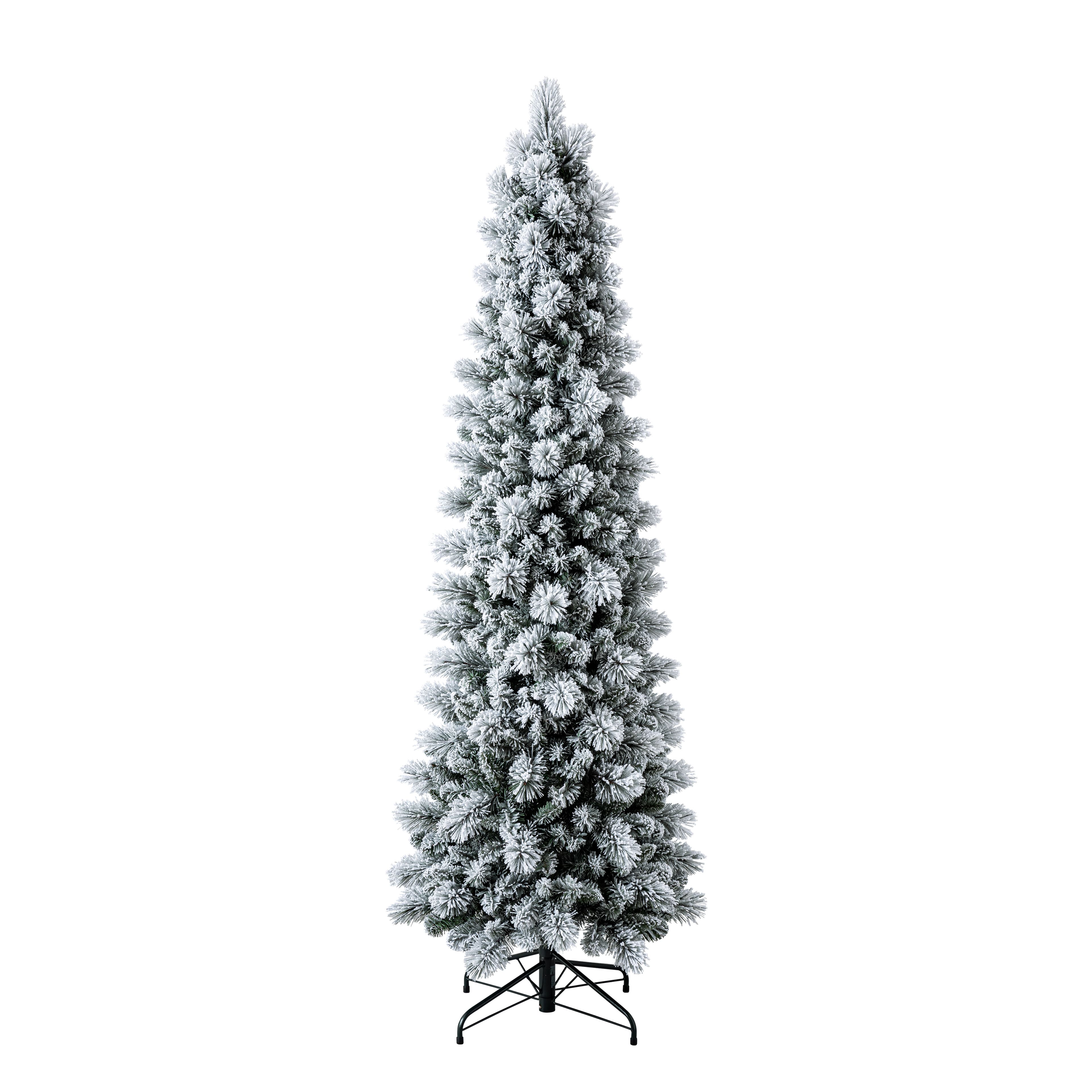 7ft. Pre-Lit Flocked Slim Artificial Christmas Tree, Warm White Twinkle LED Lights by Ashland&#xAE;