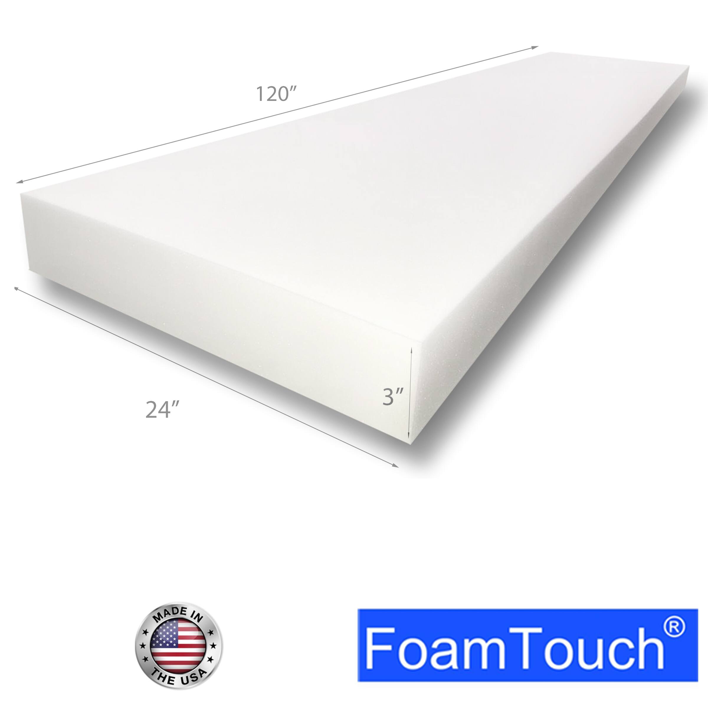 FoamTouch® 3" x 24" x 120" High Density Upholstery Foam