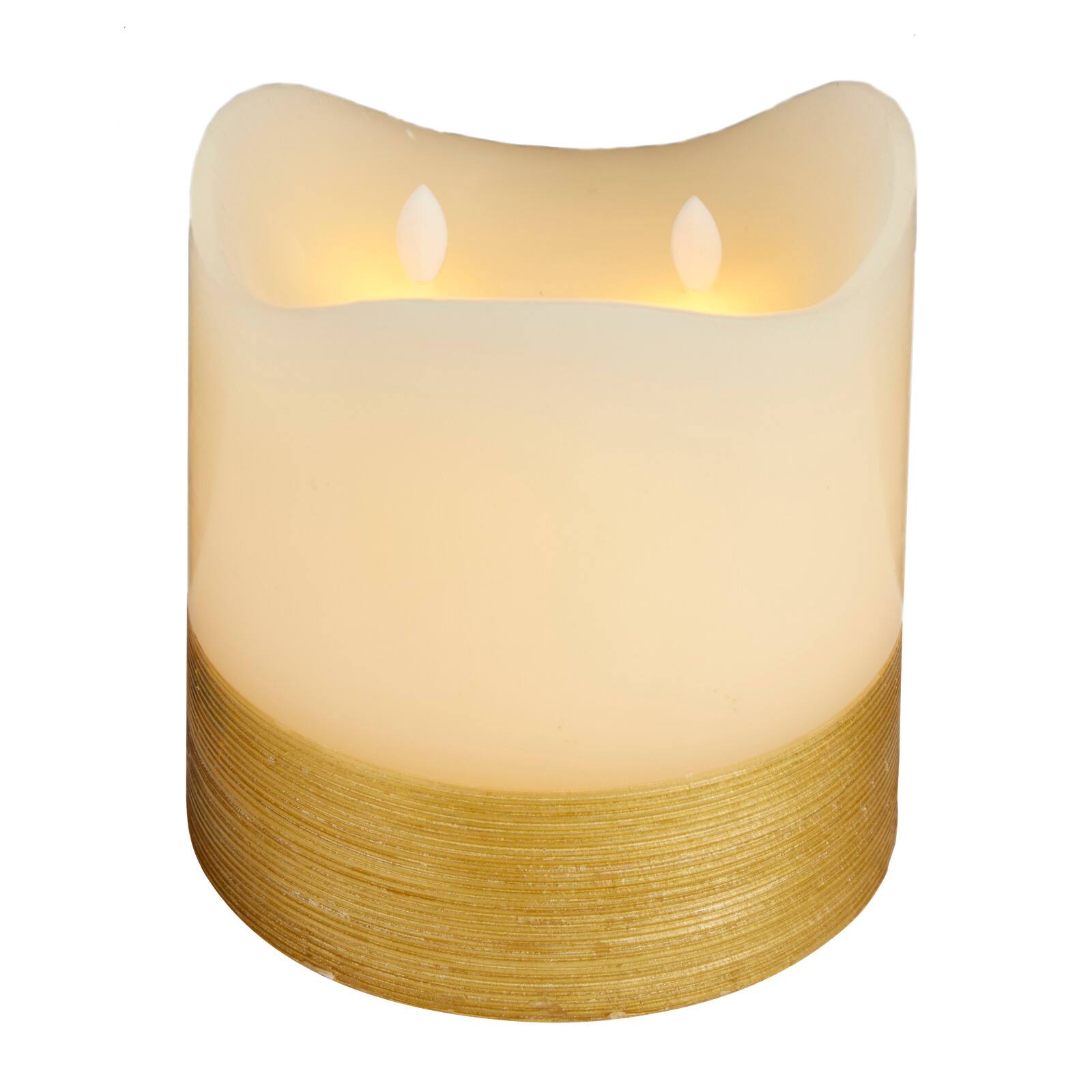Cream &#x26; Gold Traditional Flameless Candle