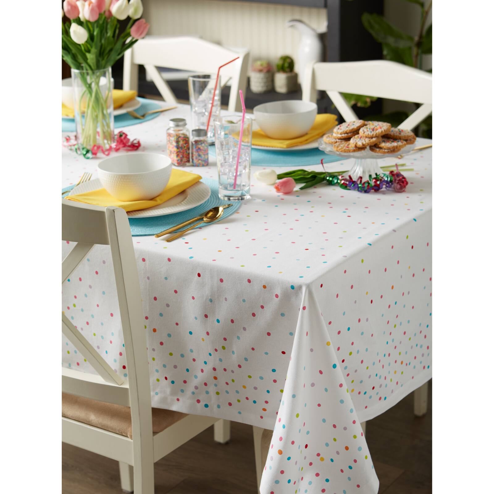 Confetti Toss Print Printed Tablecloth 52" x 52"
